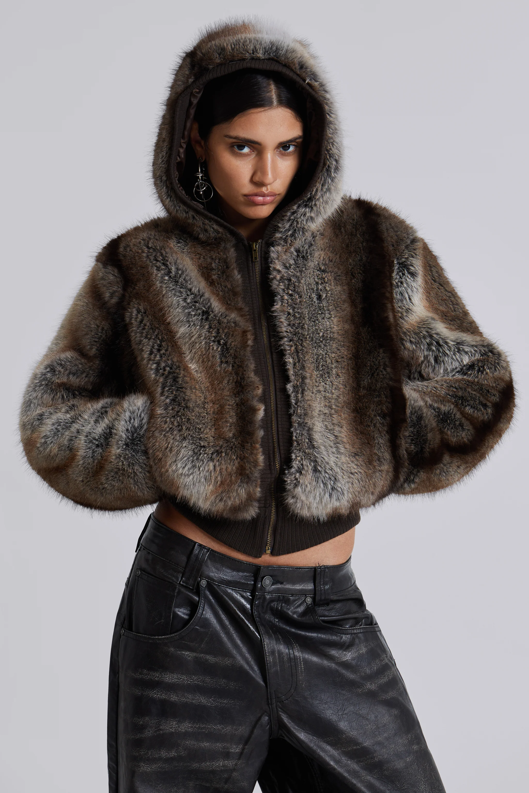 Bear Faux Fur Hooded Jacket - Image 3