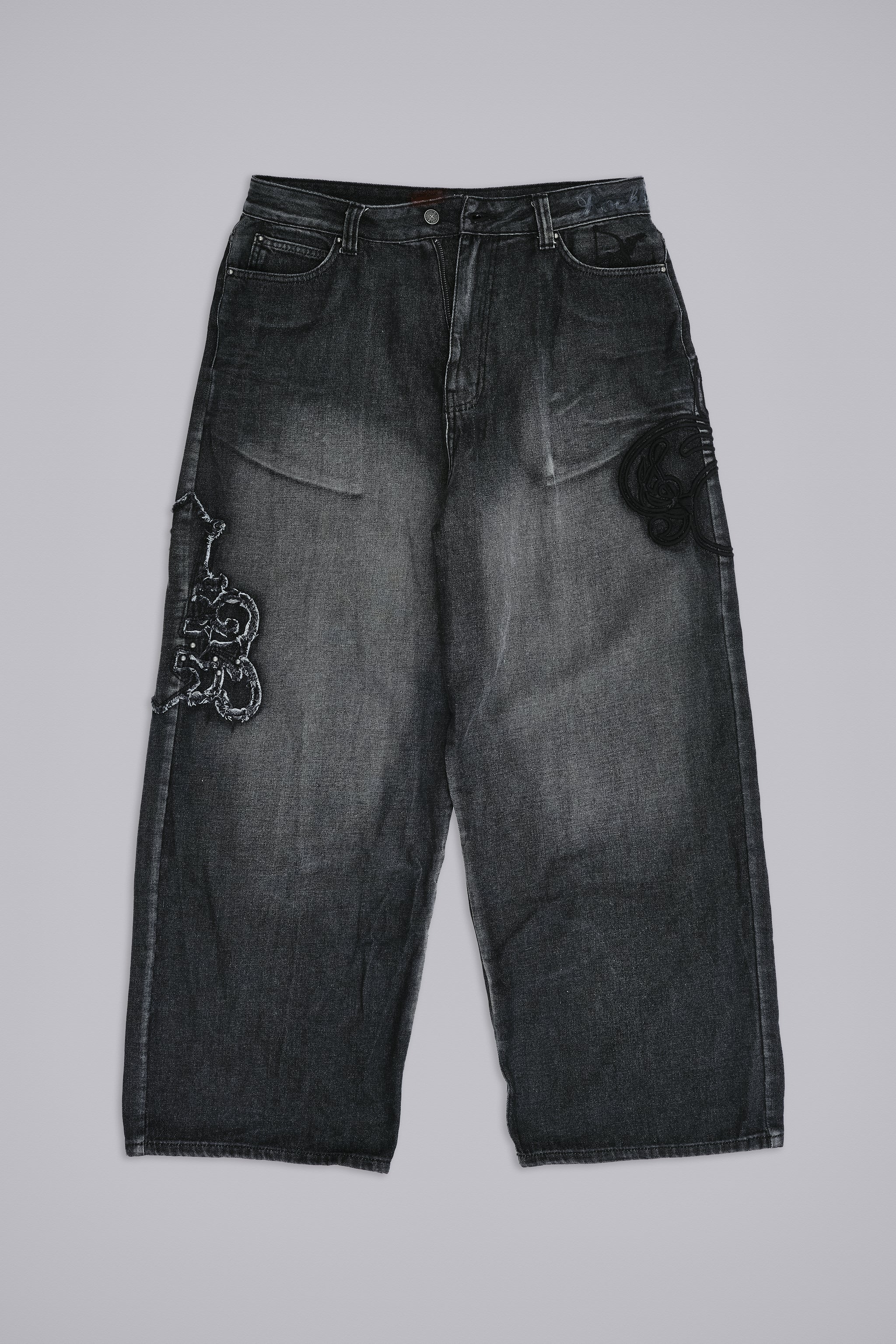 Black Raised Embroidery XL Colossus Jeans - Image 5