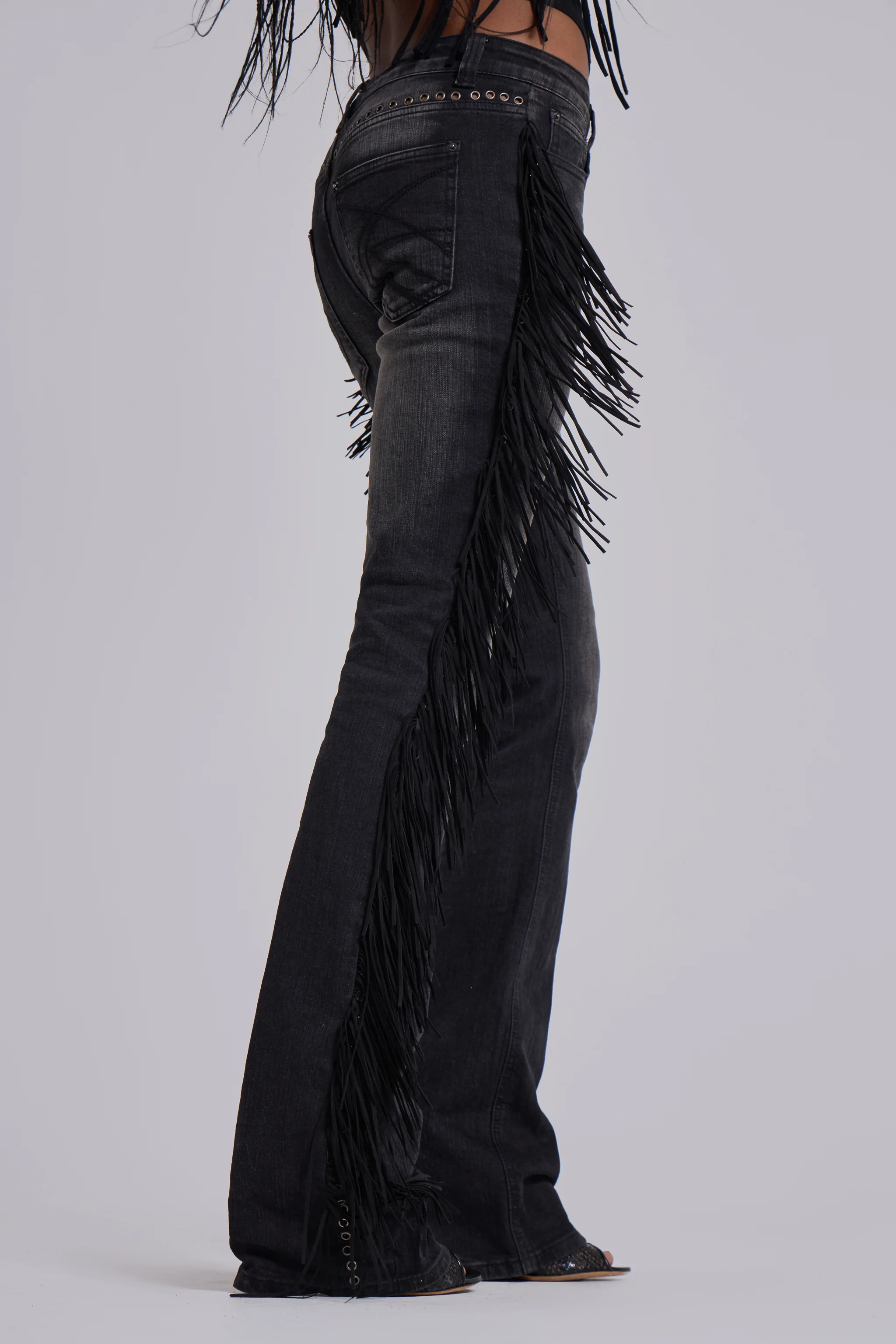 El Topo Fringe Bootcut Jeans in Black Wash - Image 9