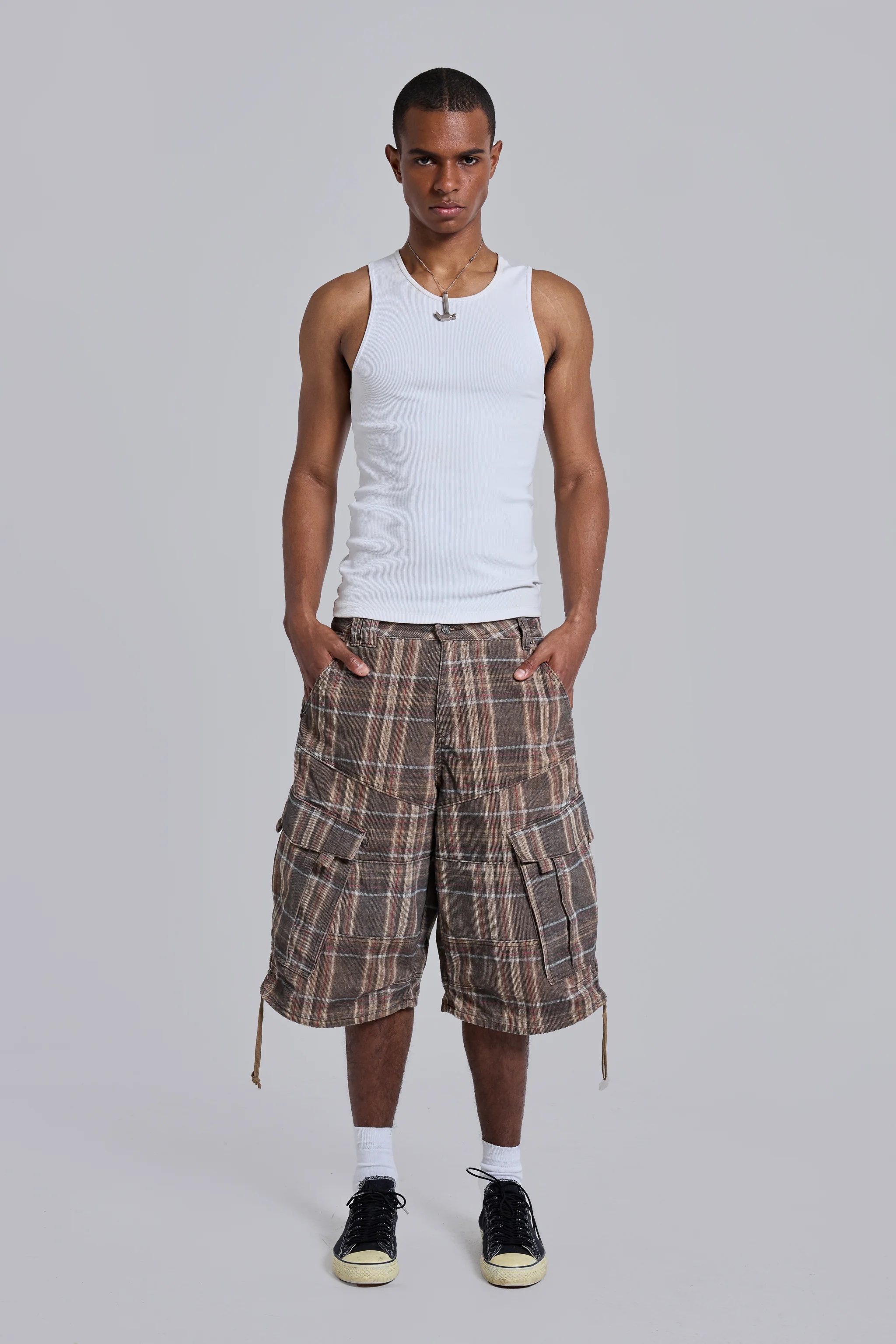 Brown Check Cadet Shorts - Image 3