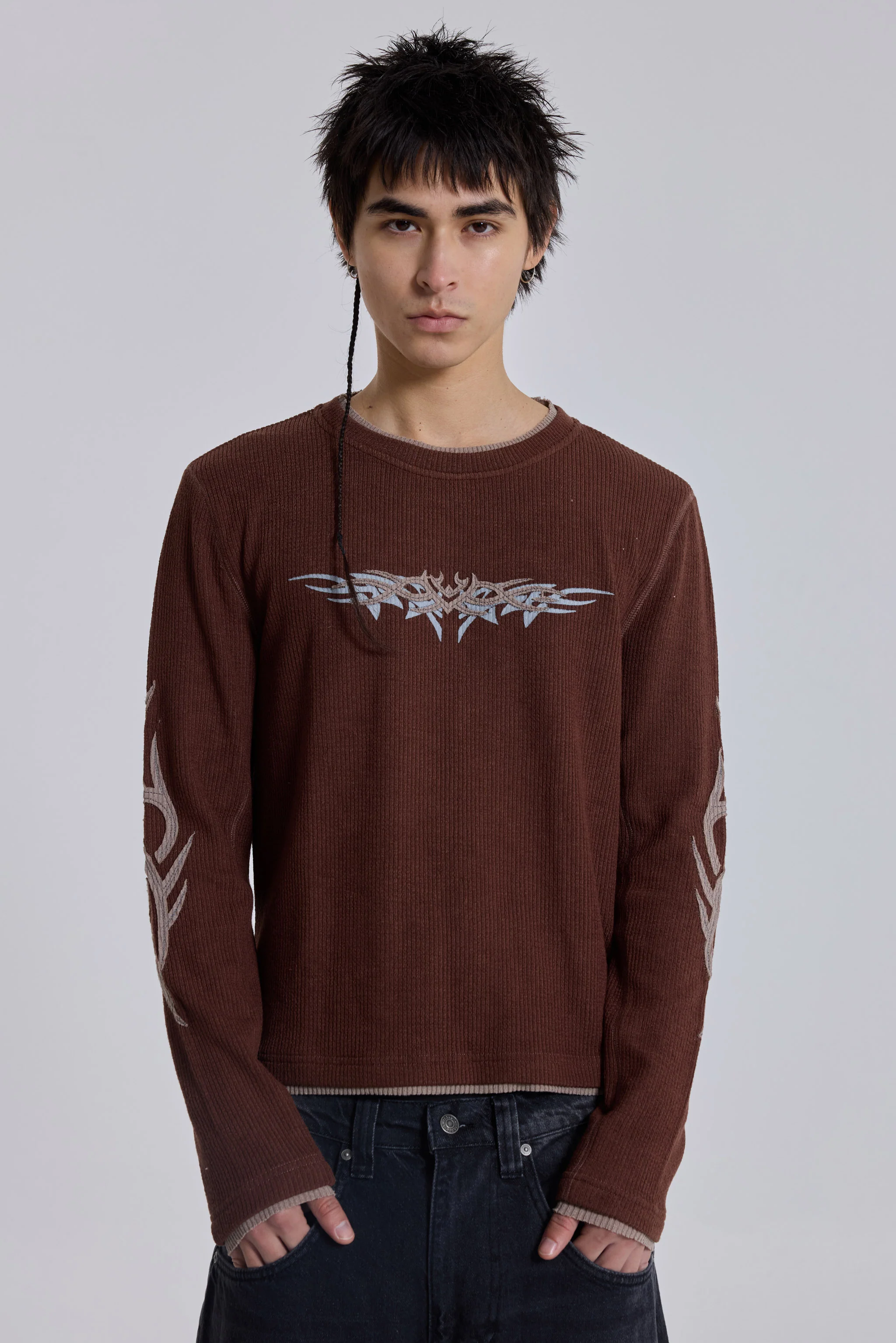 Brown Tattoo Applique Tee