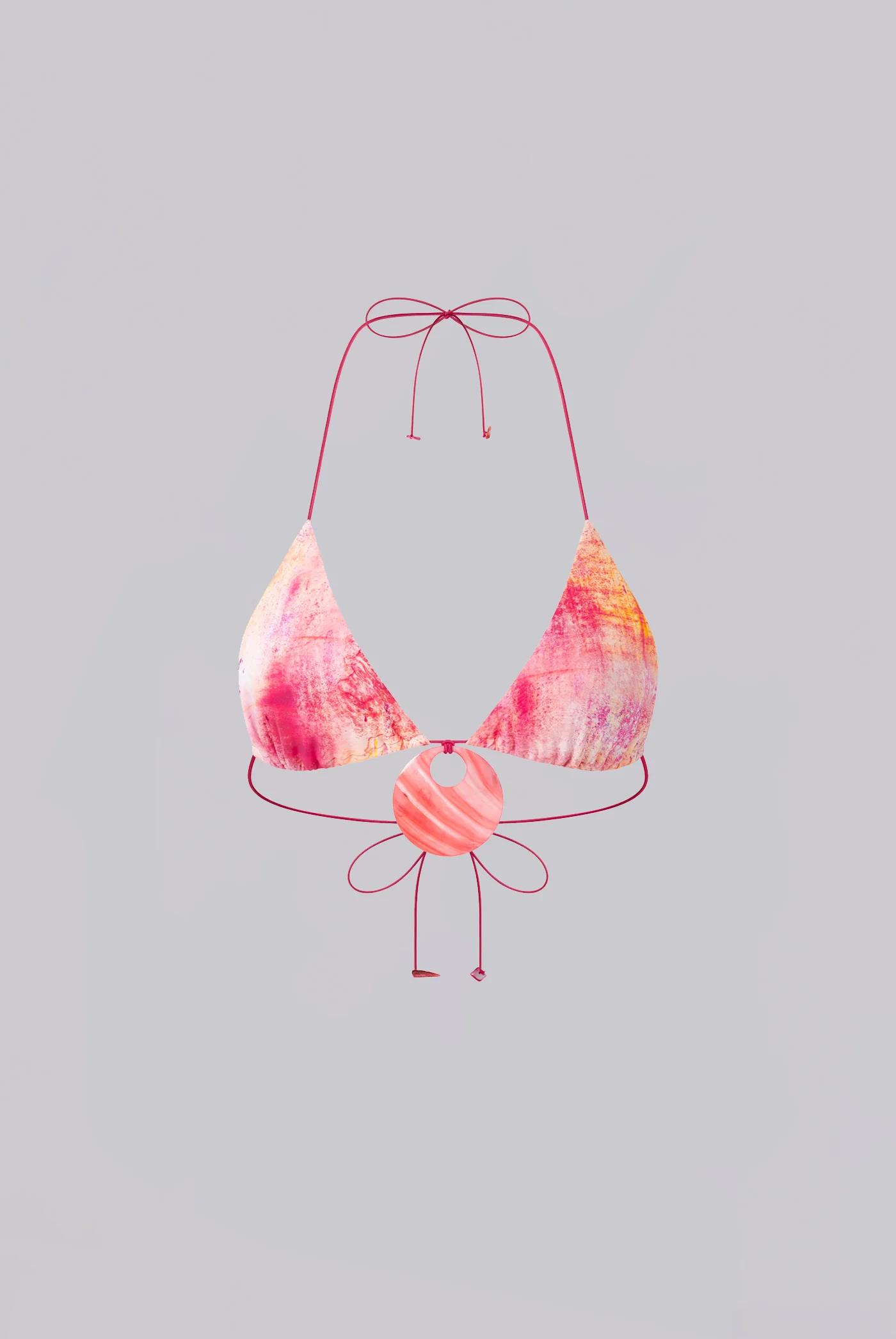 Cantha Micro Triangle Bikini Top With Shell Trim in Sunset - Image 4