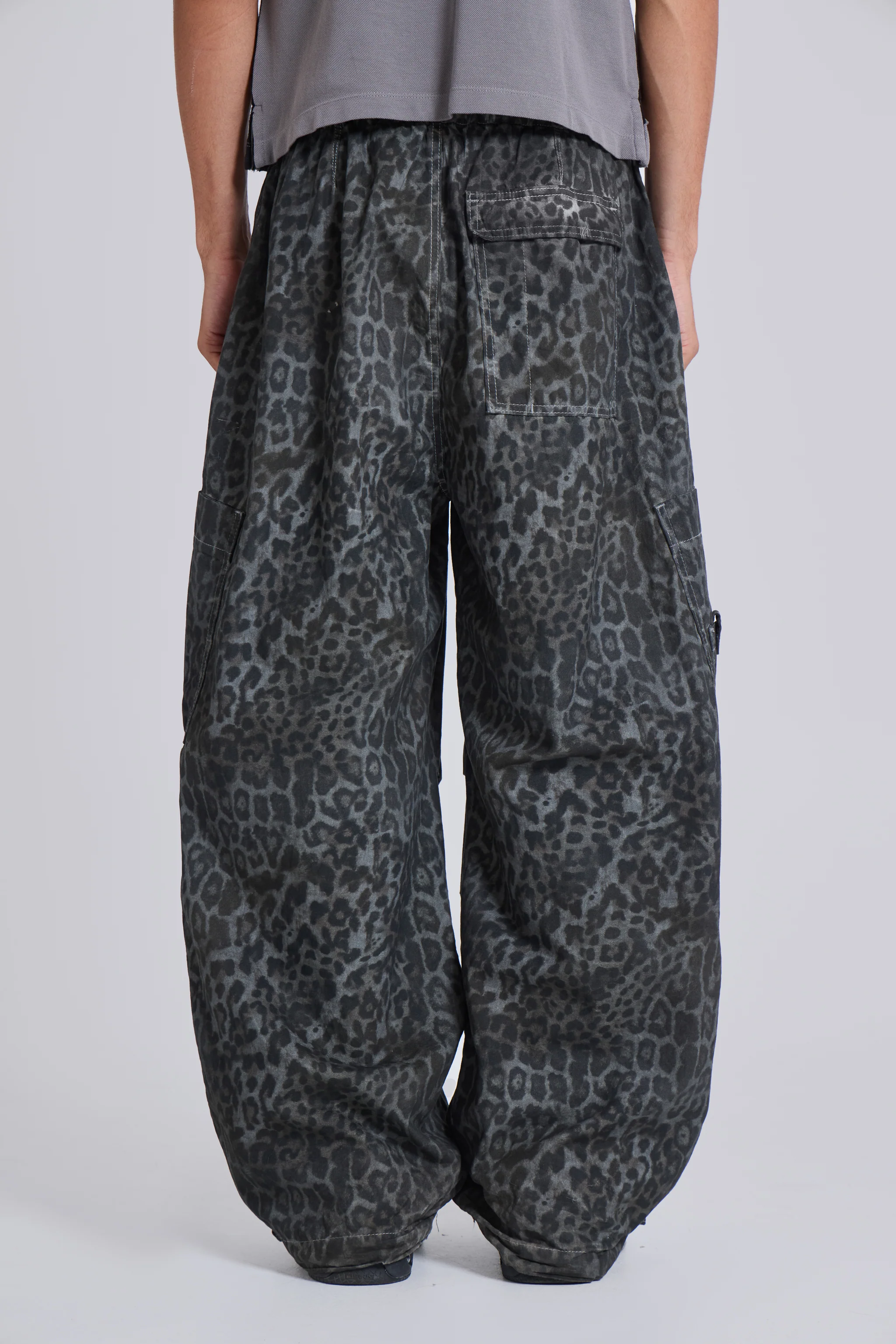 Charcoal Leopard Parachute Pants - Image 6