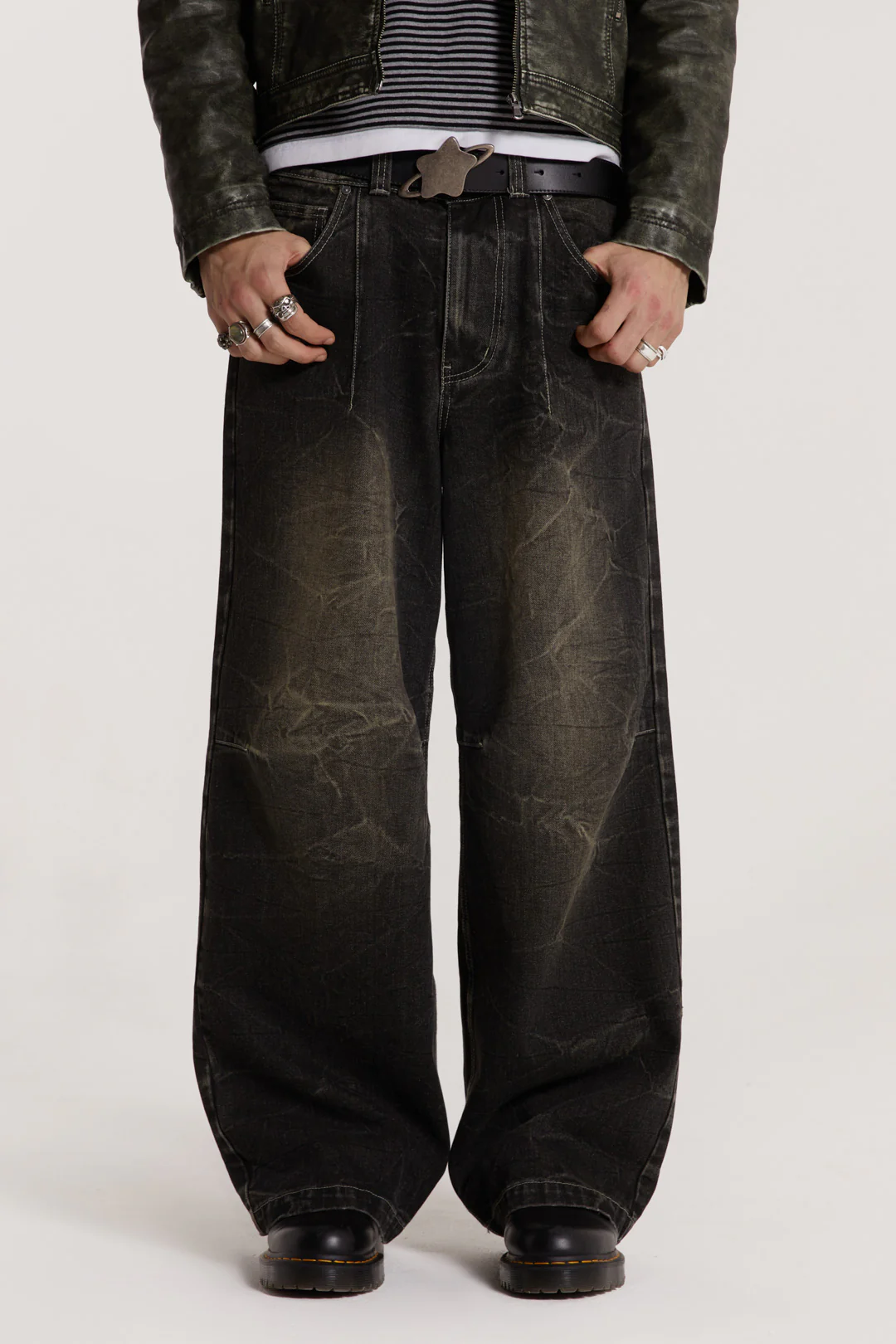 Washed Black Razor Jeans