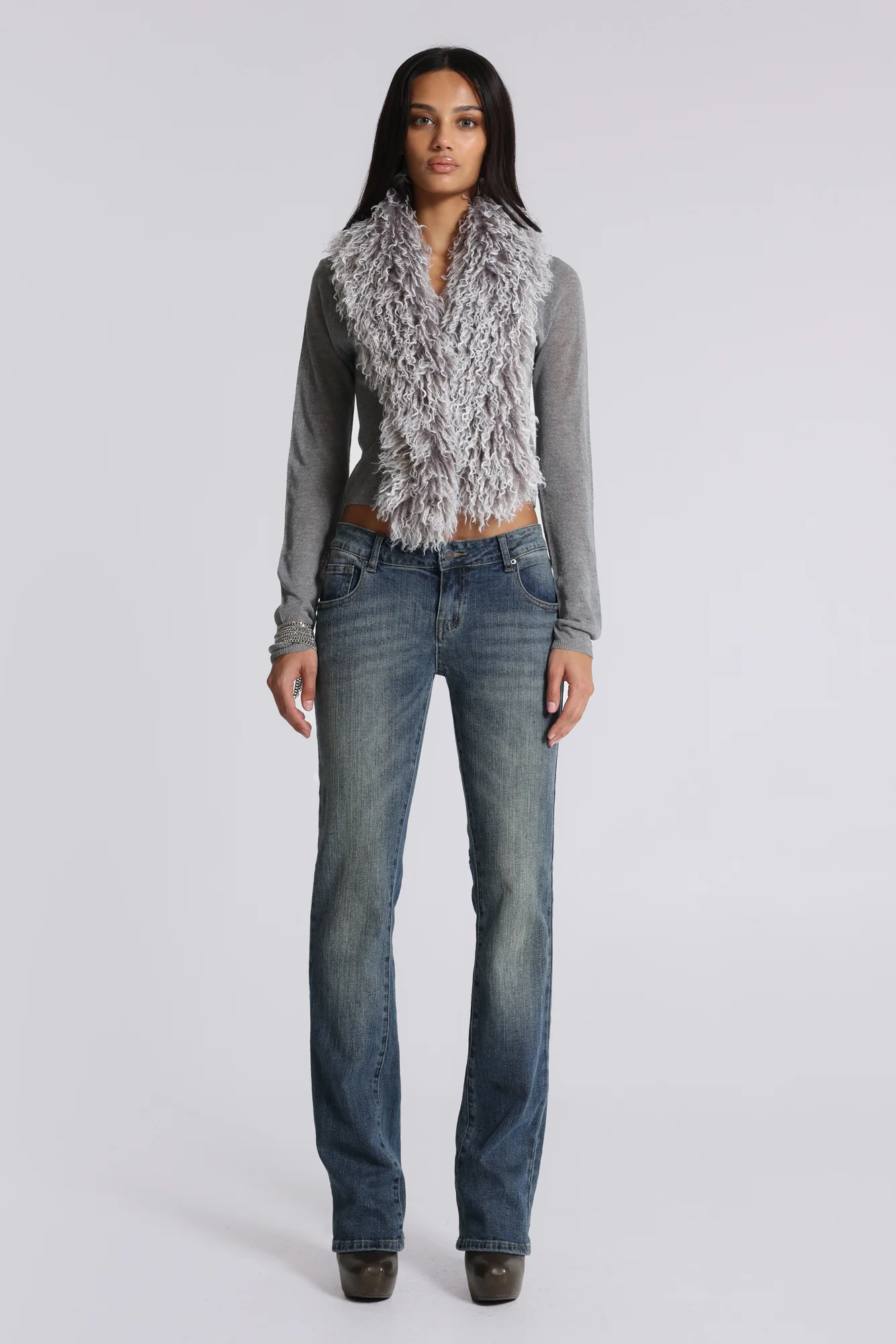 Elune Faux Mongolian Fur Knit Cardigan - Image 6