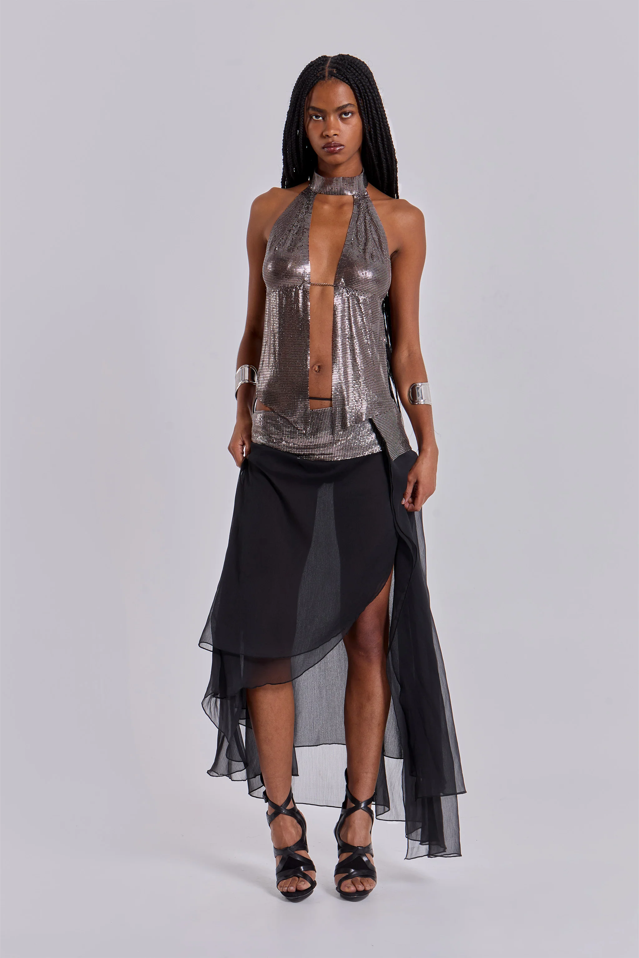 Evodia Chainmail Chiffon Wrap Skirt - Image 8