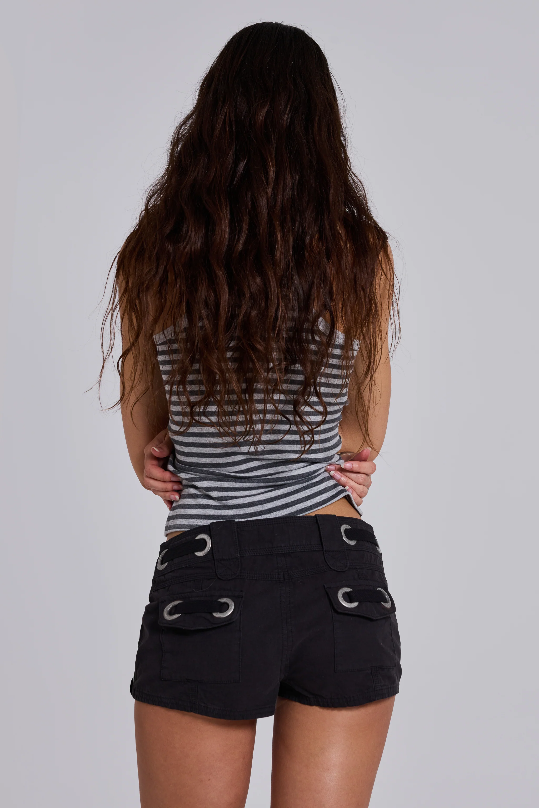 Eye Contact Vest Top With Eyelets in Stripe - Image 12