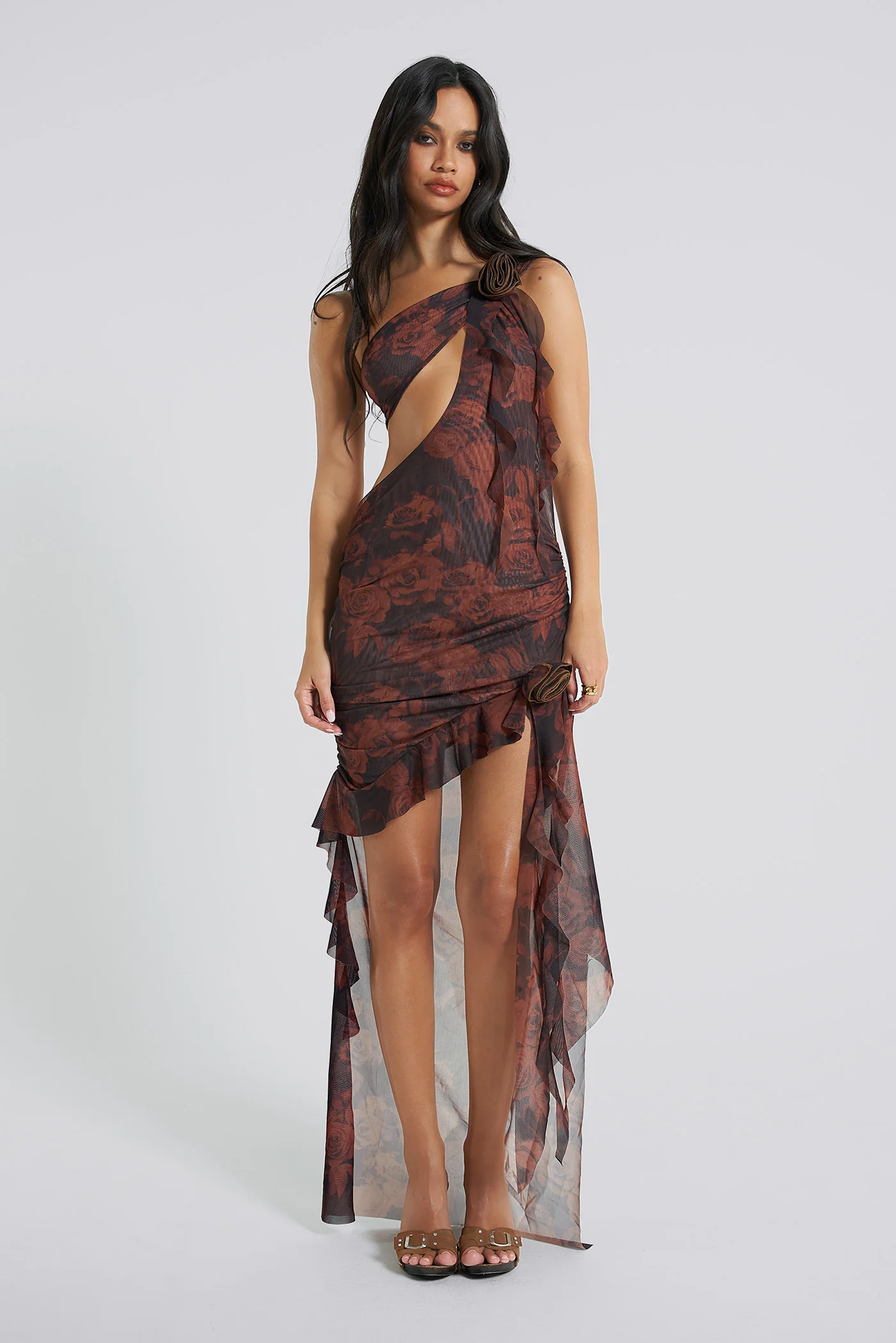 Athena One Shoulder Draped Maxi Dress - Image 4