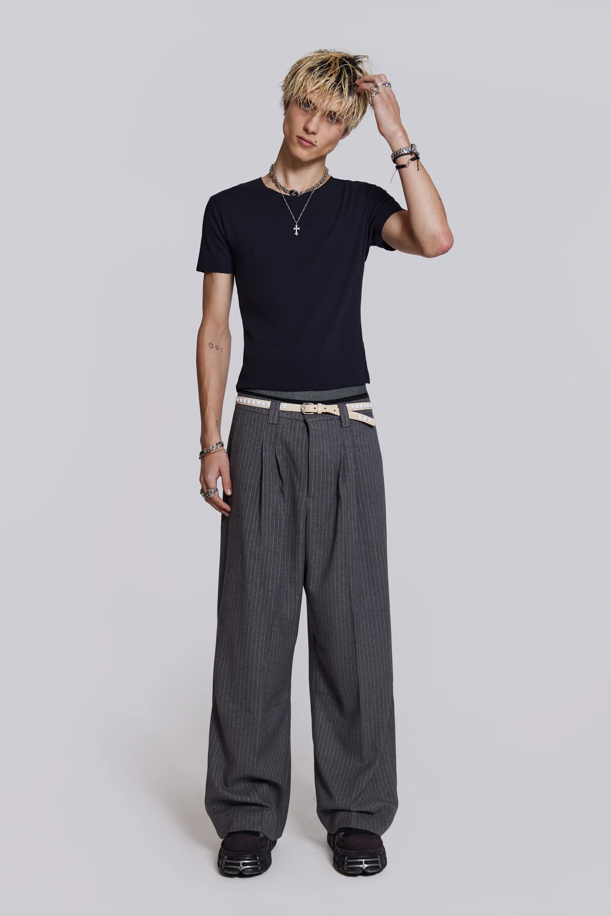Goliath Light Grey Pinstripe Suit Pants - Image 2