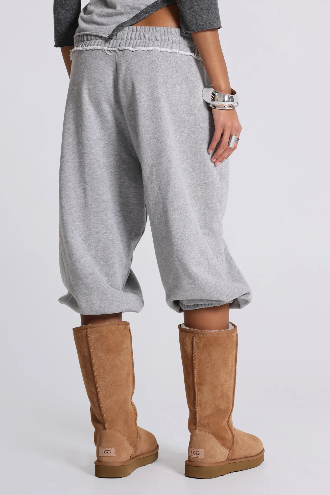 Grey Marl Cropped Monster Joggers - Image 3