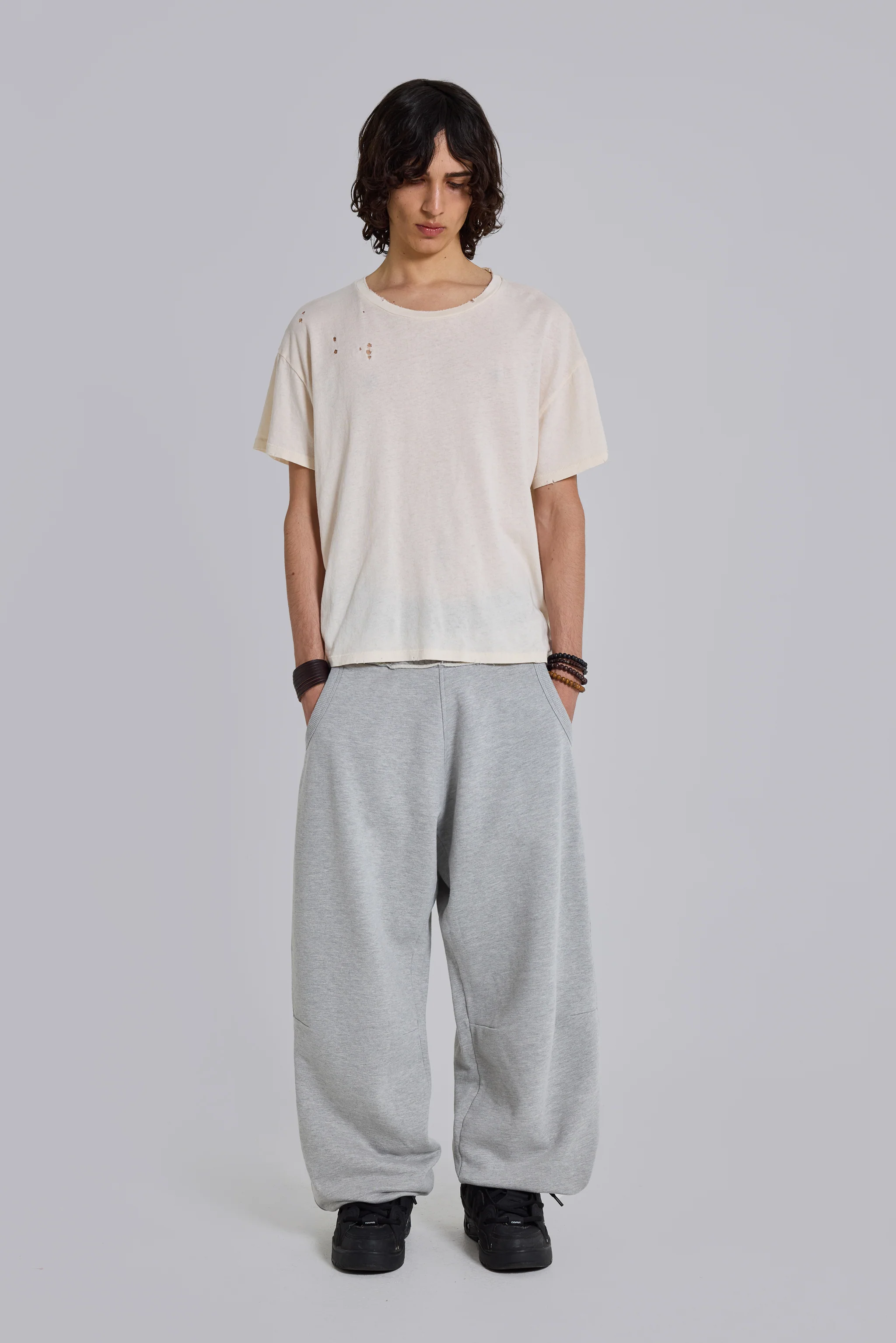 Grey Marl Cuffed Baggy Monster Joggers - Image 10