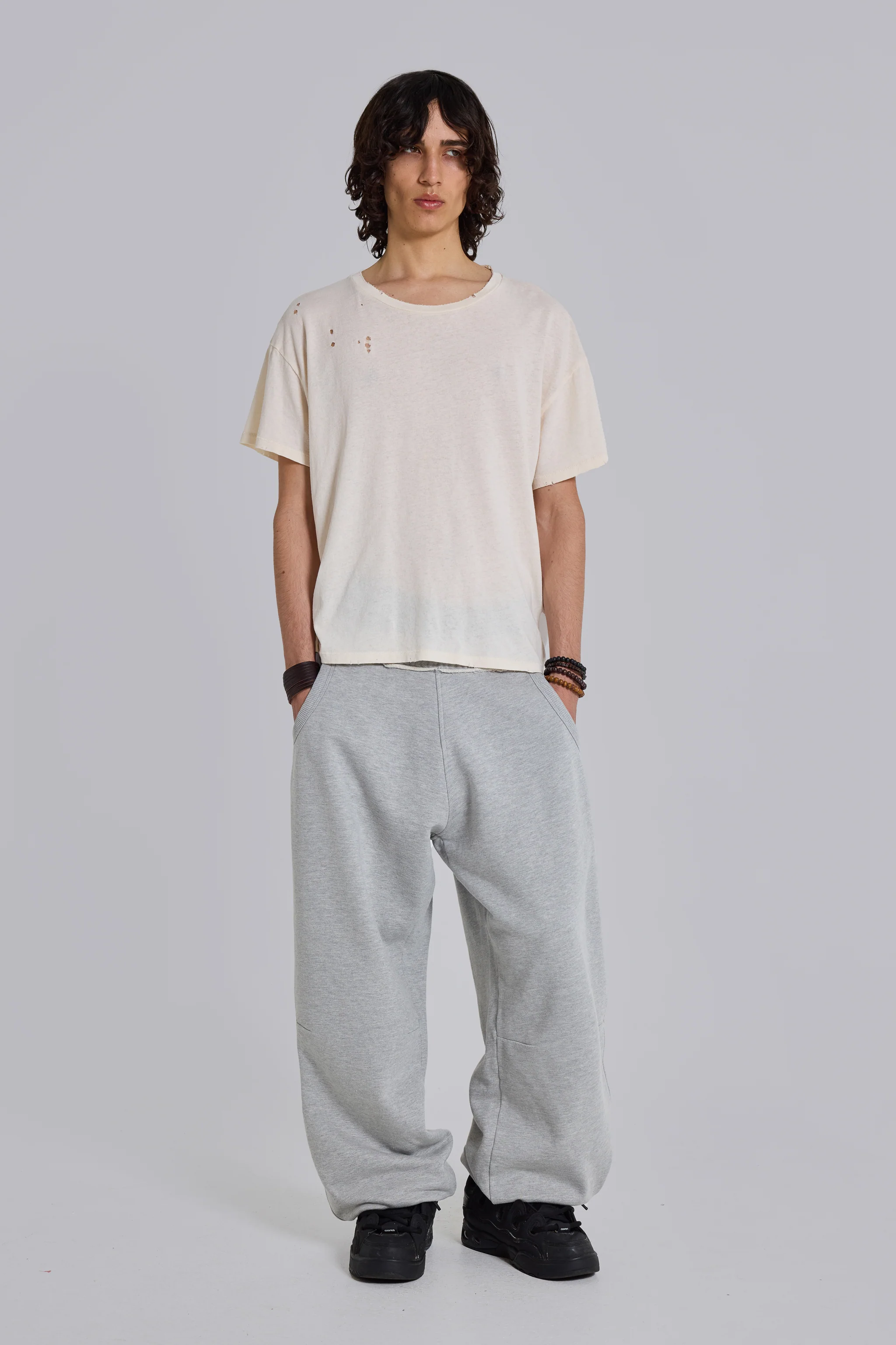 Grey Marl Cuffed Baggy Monster Joggers - Image 11
