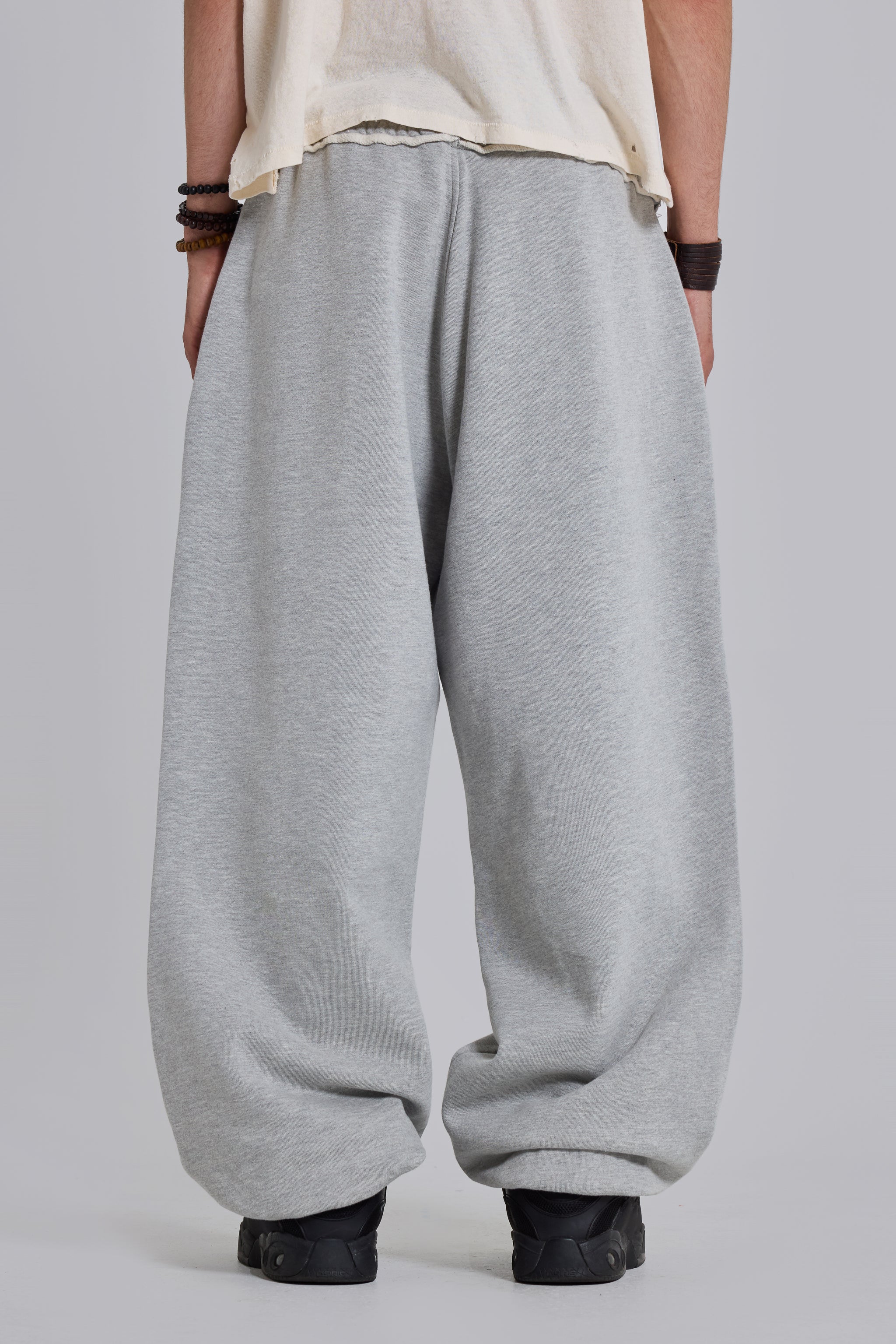 Grey Marl Cuffed Baggy Monster Joggers - Image 6