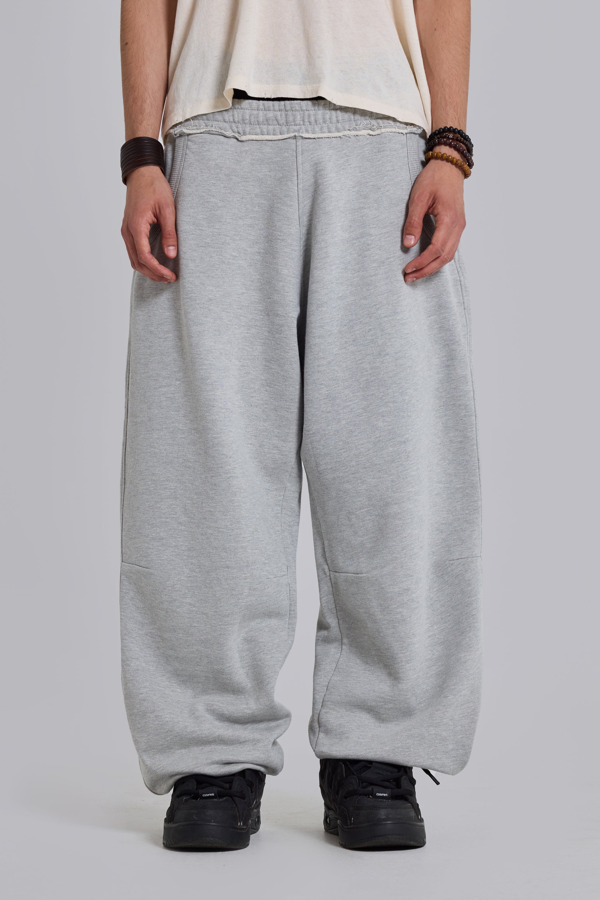 Grey Marl Cuffed Baggy Monster Joggers - Image 8