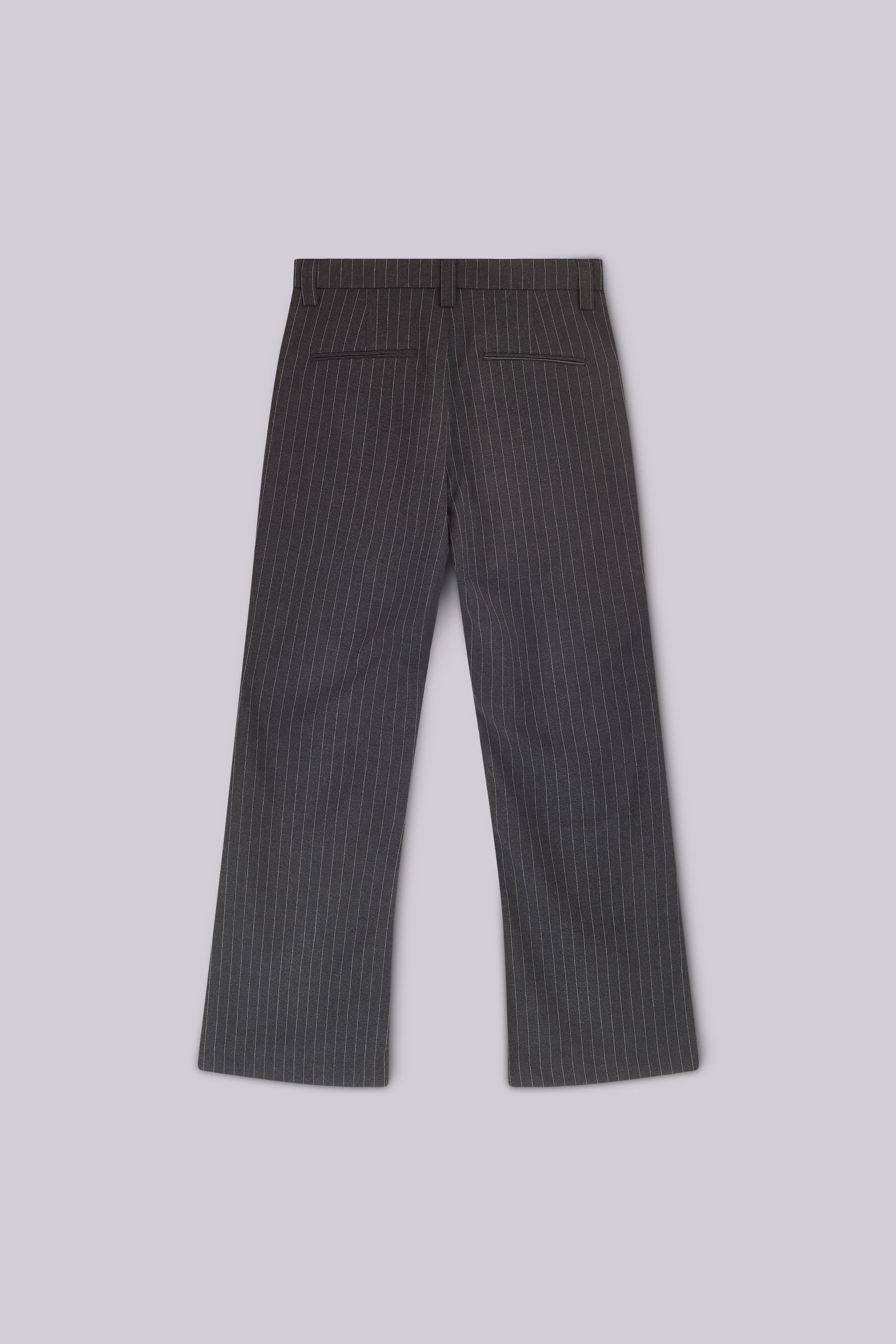 Grey Pinstripe Stacked Bootcut Suit Pants - Image 5