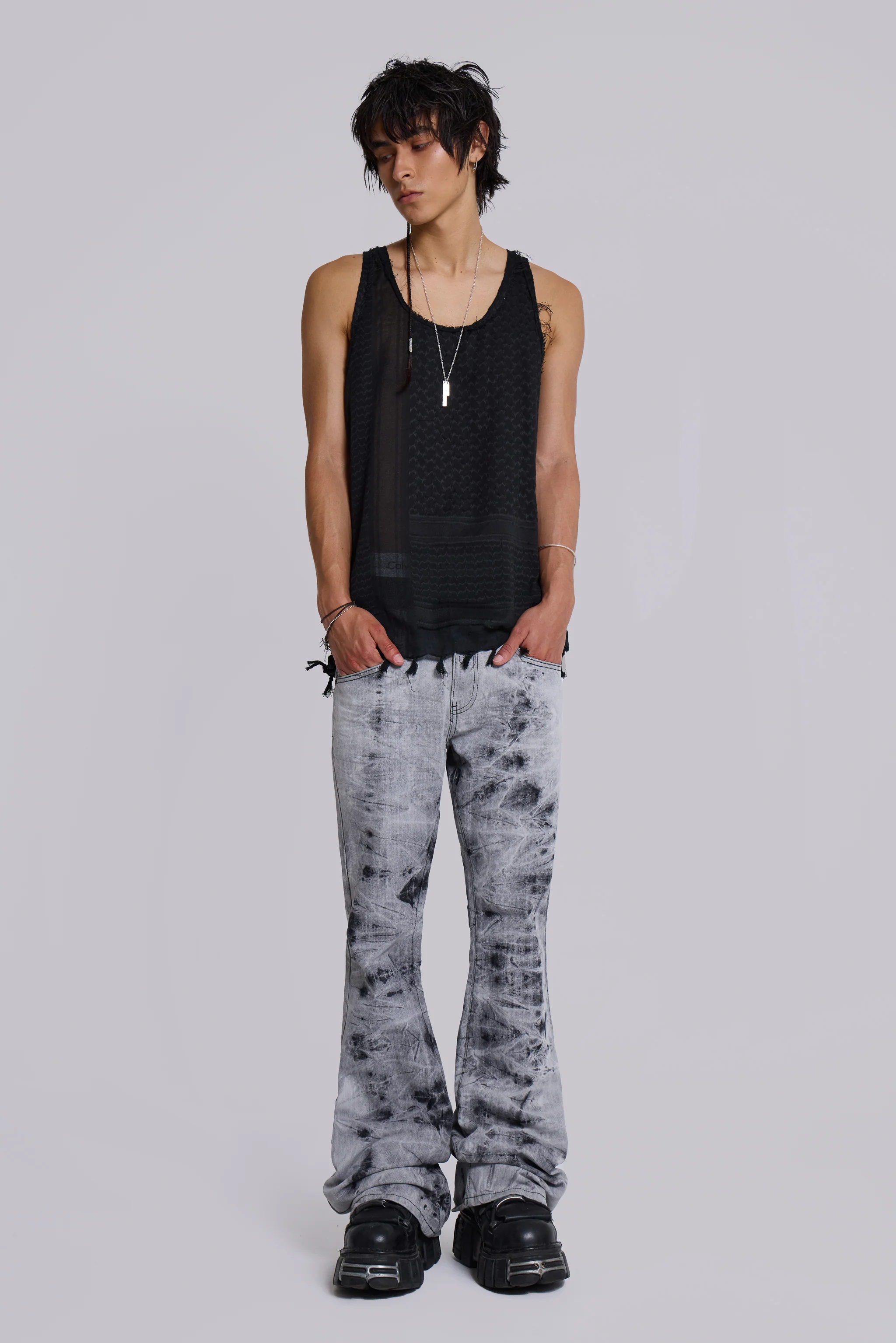 Grey Tie Dye Drift Bootcut Jeans - Image 9