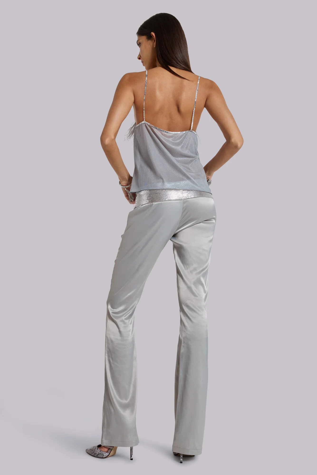 Ilira Metallic Sheer Top with Feathers - Image 6