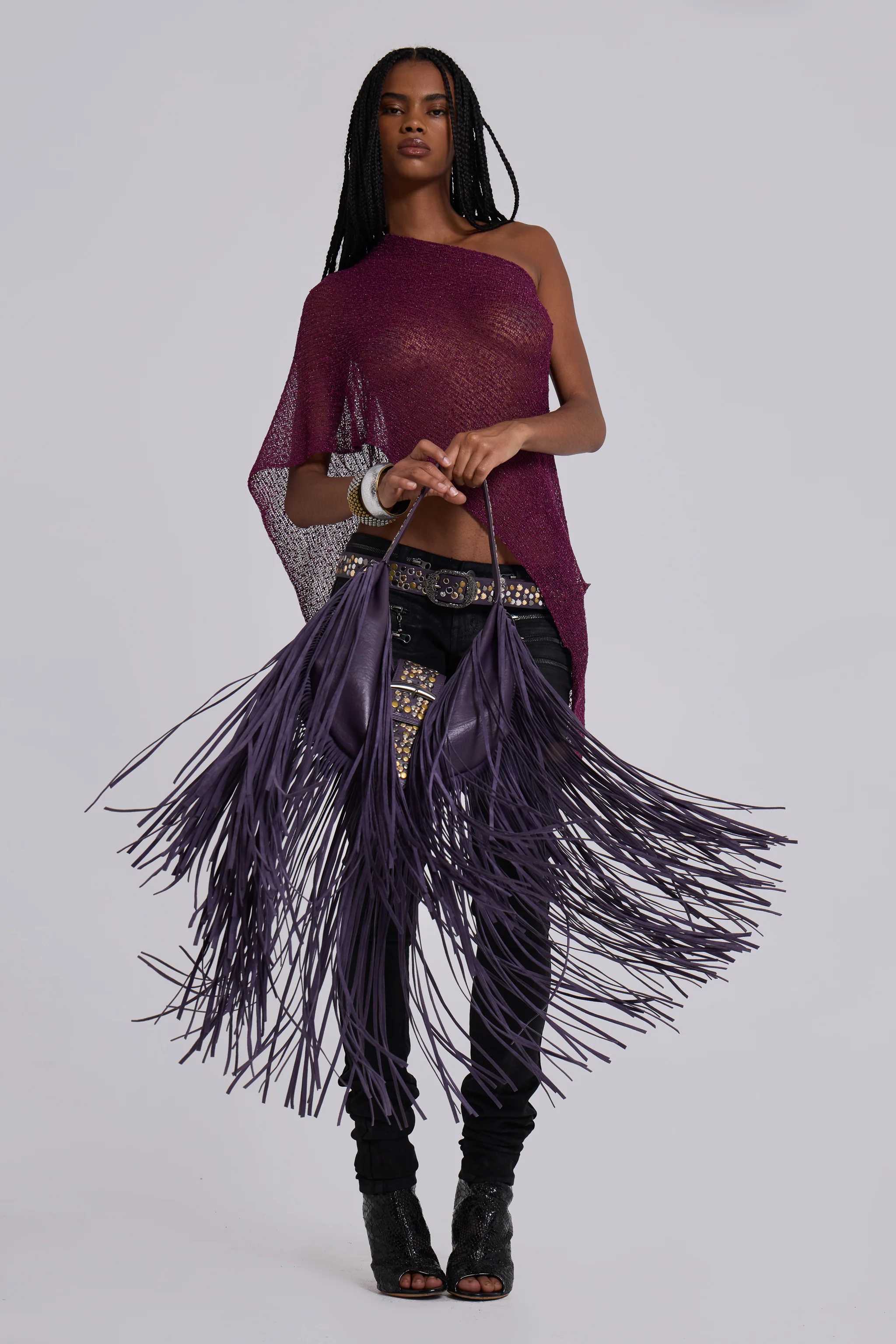 Infinity Multiway Knit Cape in Wine - Image 11
