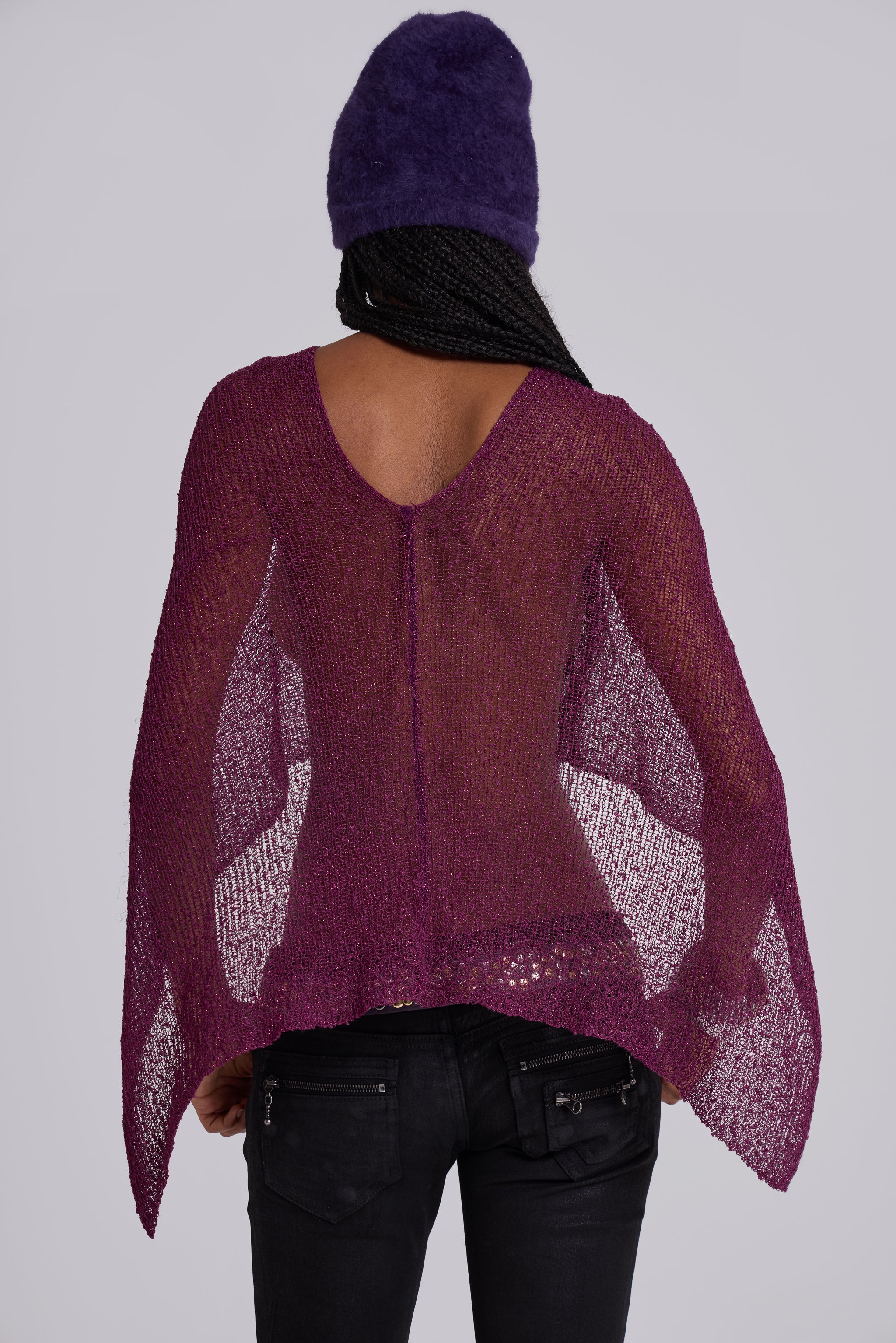 Infinity Multiway Knit Cape in Wine - Image 12