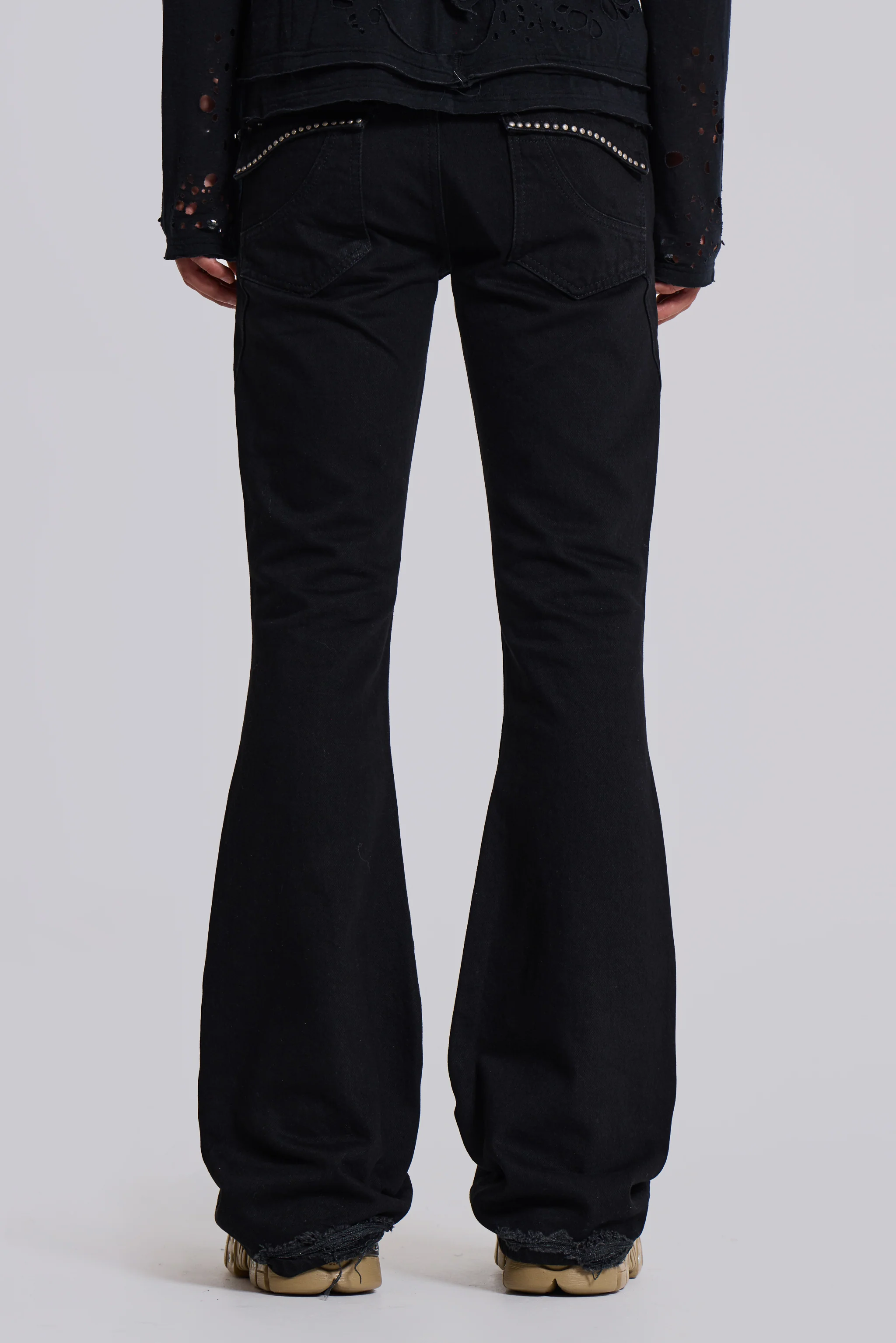 Jet Black Studded Drift Bootcut Jeans - Image 4