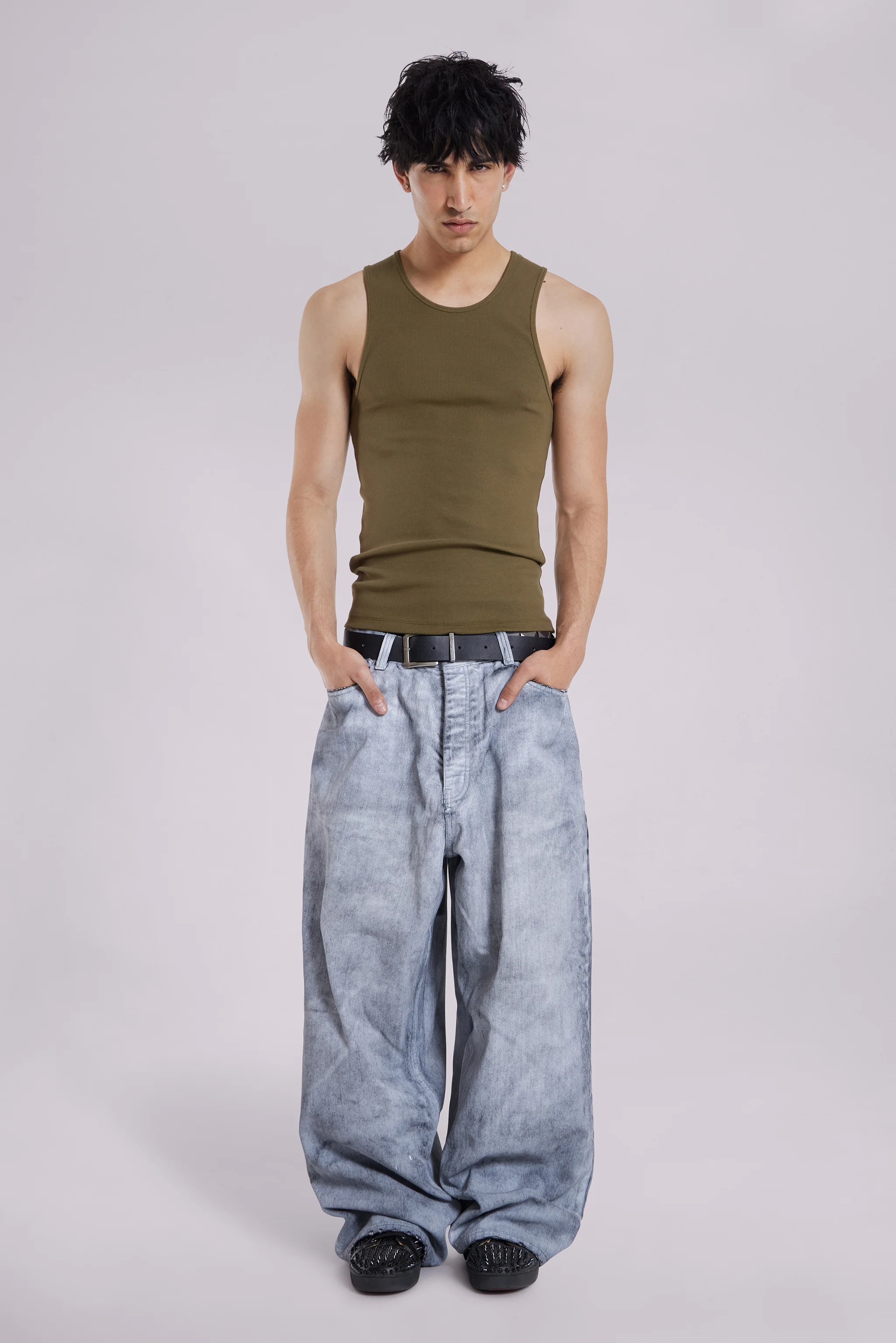 Khaki Rib Full Length Vest - Image 5