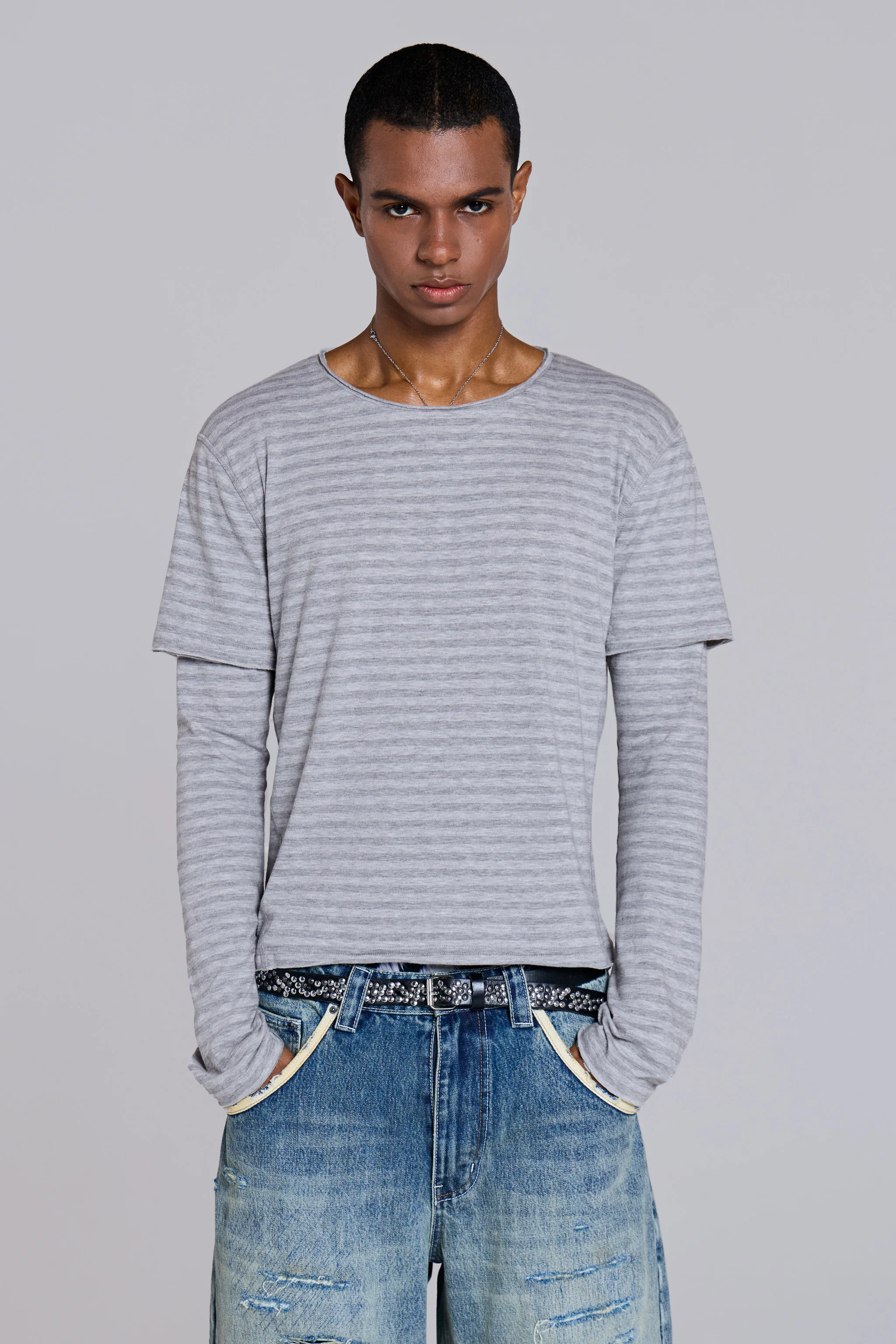 Line Double Layer Long Sleeve Top
