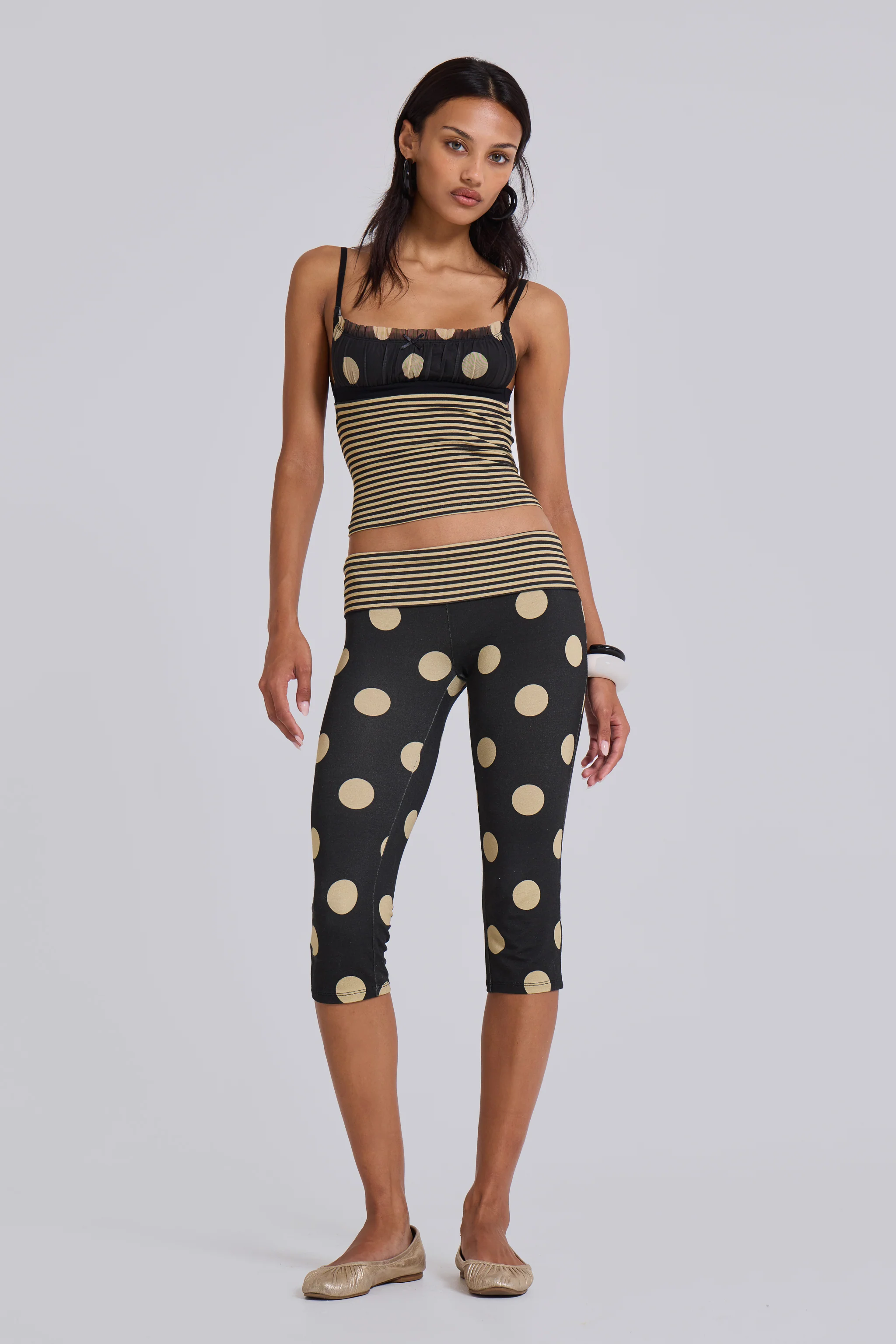 Lola Foldover Capris in Polkadot Stripe - Image 6