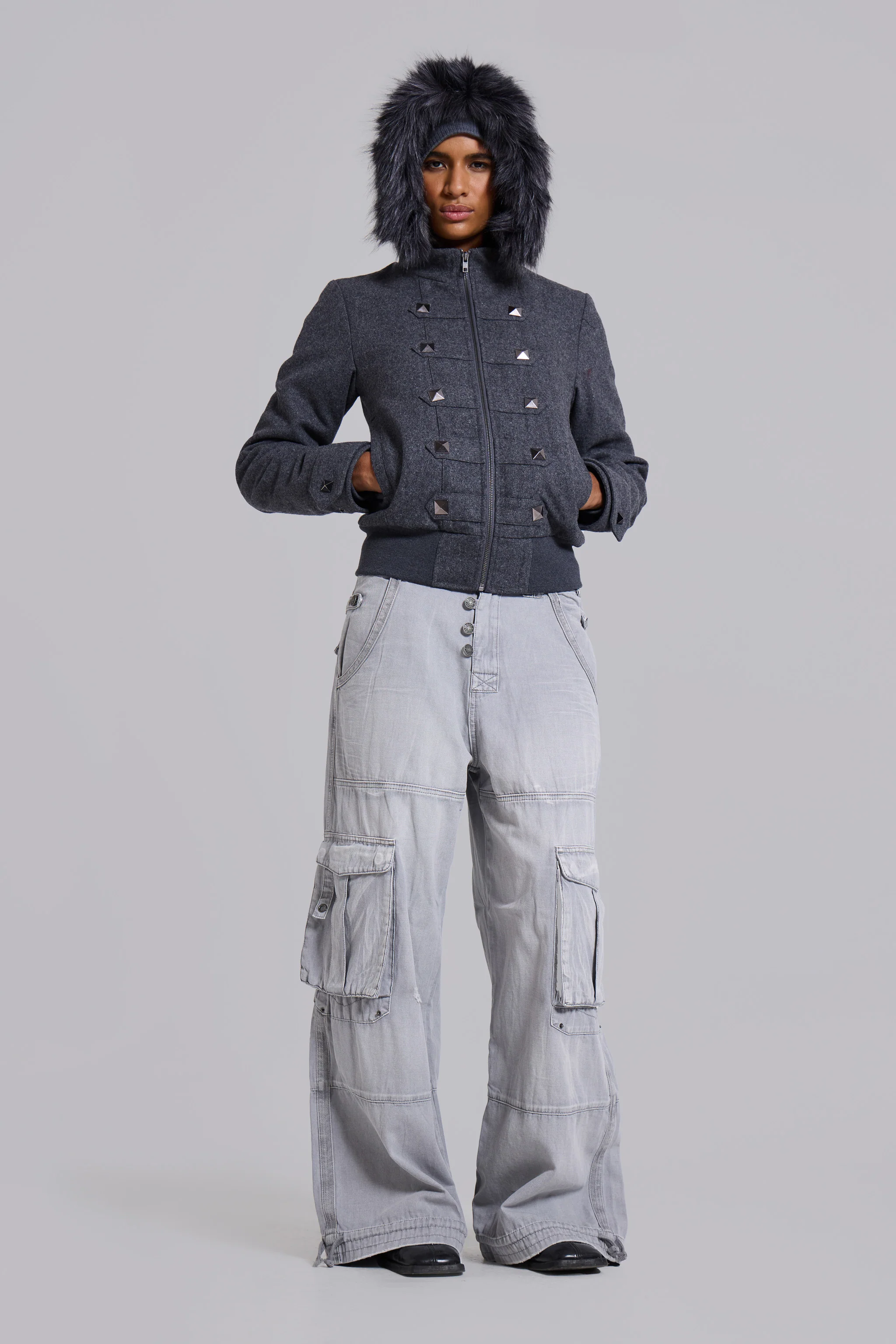 Marl Military Hooded Jacket - Image 4