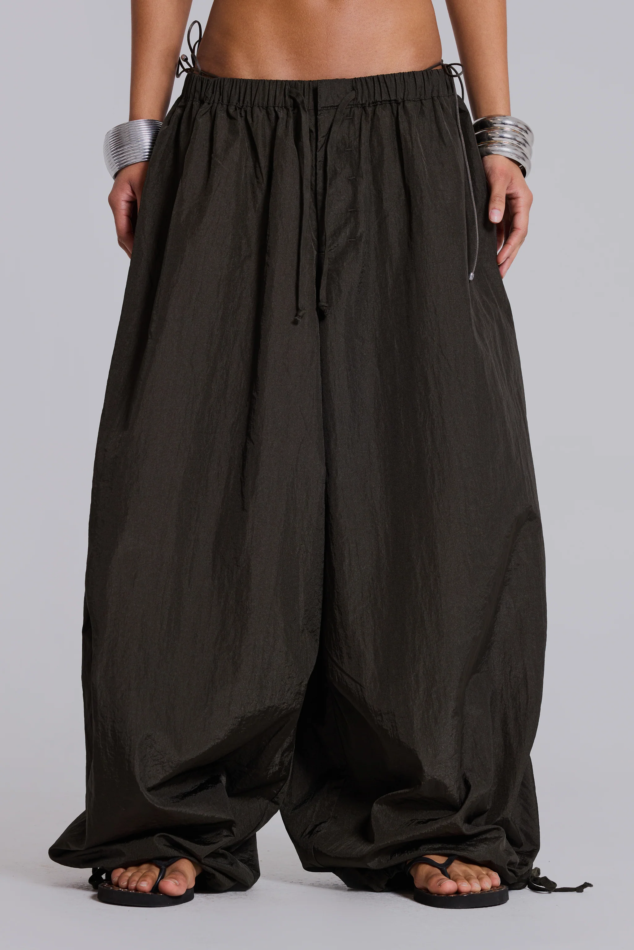 Nexis Nylon Balloon Parachute Pants in Khaki - Image 4