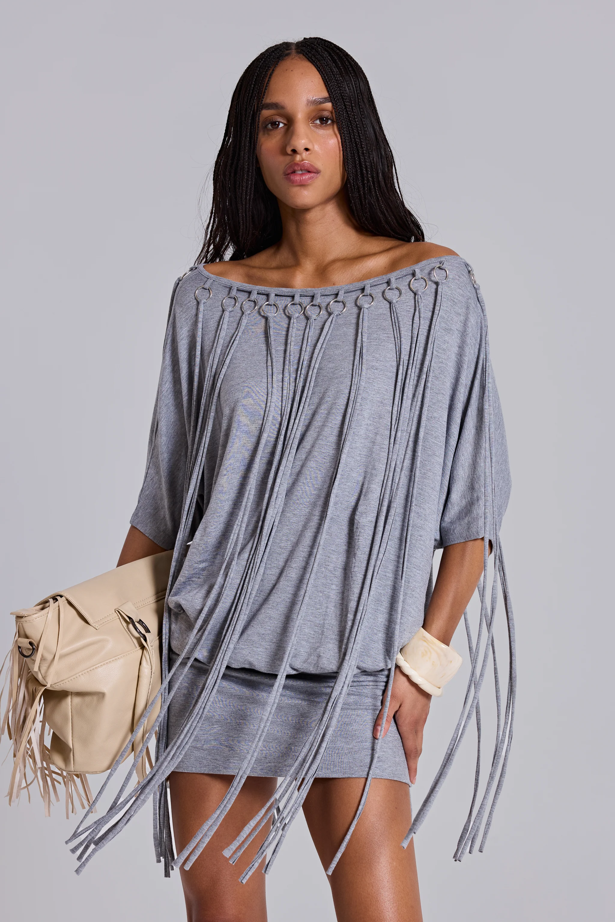 Ophidian Fringe Jersey Mini Dress - Image 5