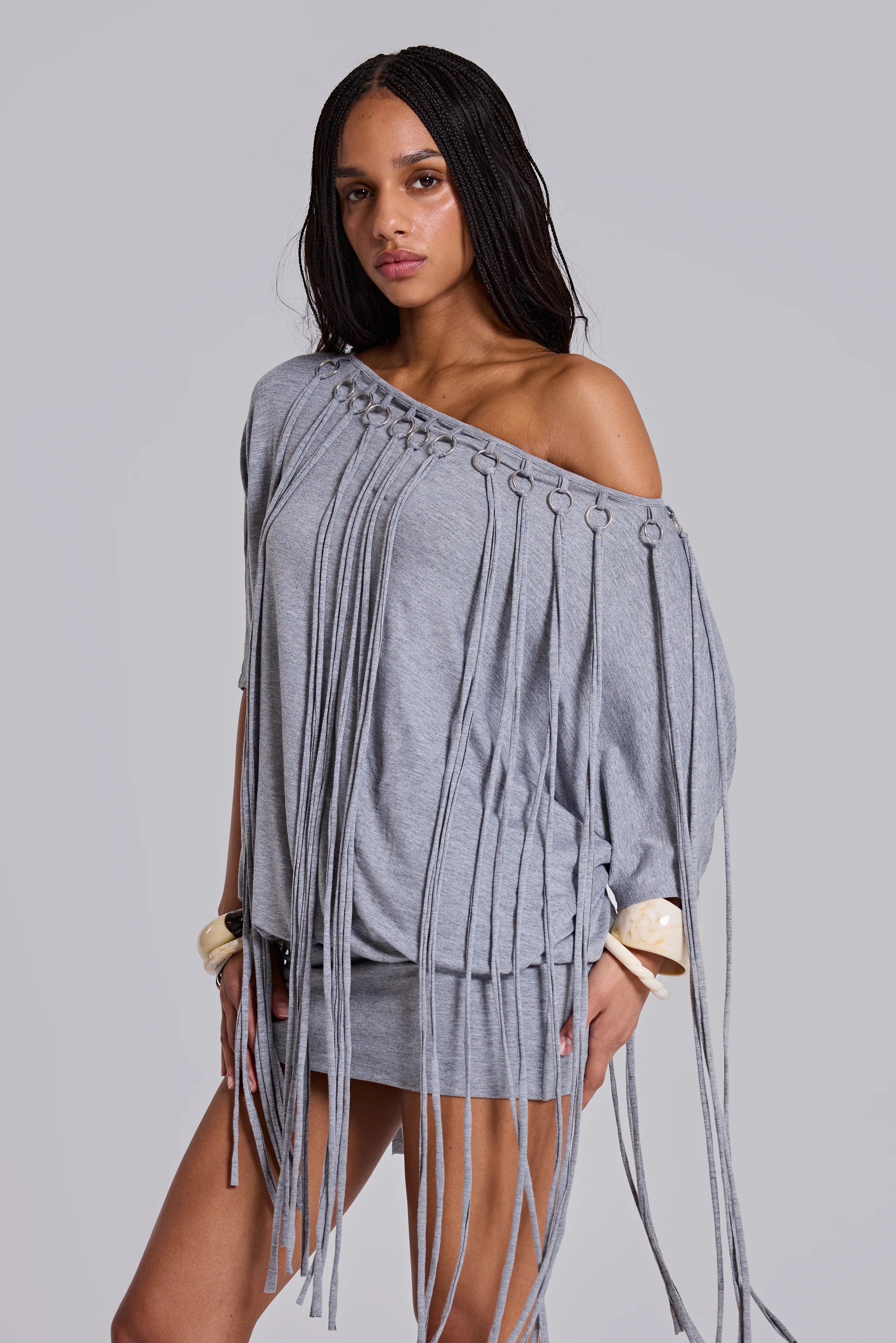 Ophidian Fringe Jersey Mini Dress - Image 6