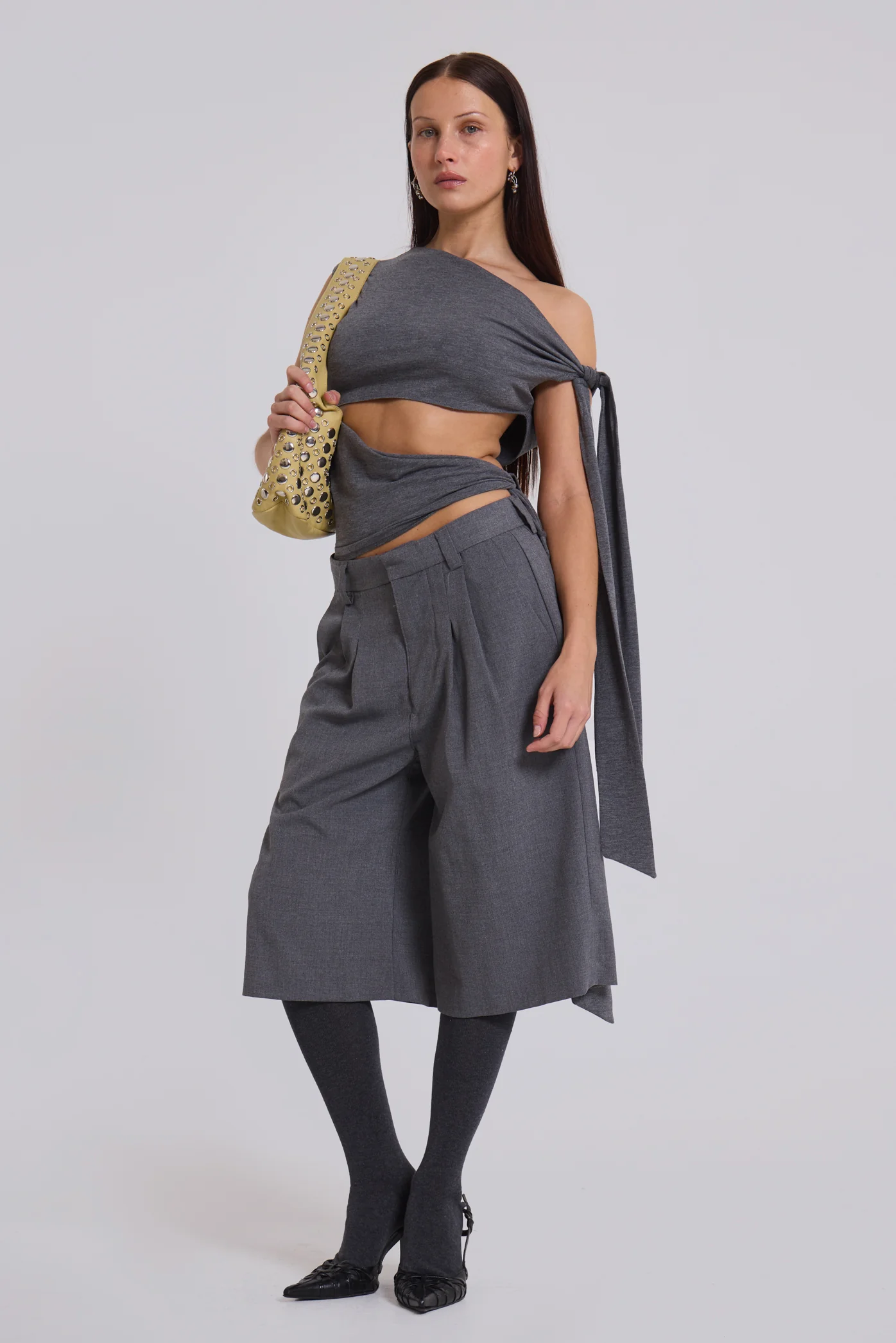 Osmium Studded Leather Bag in Cream - Image 8