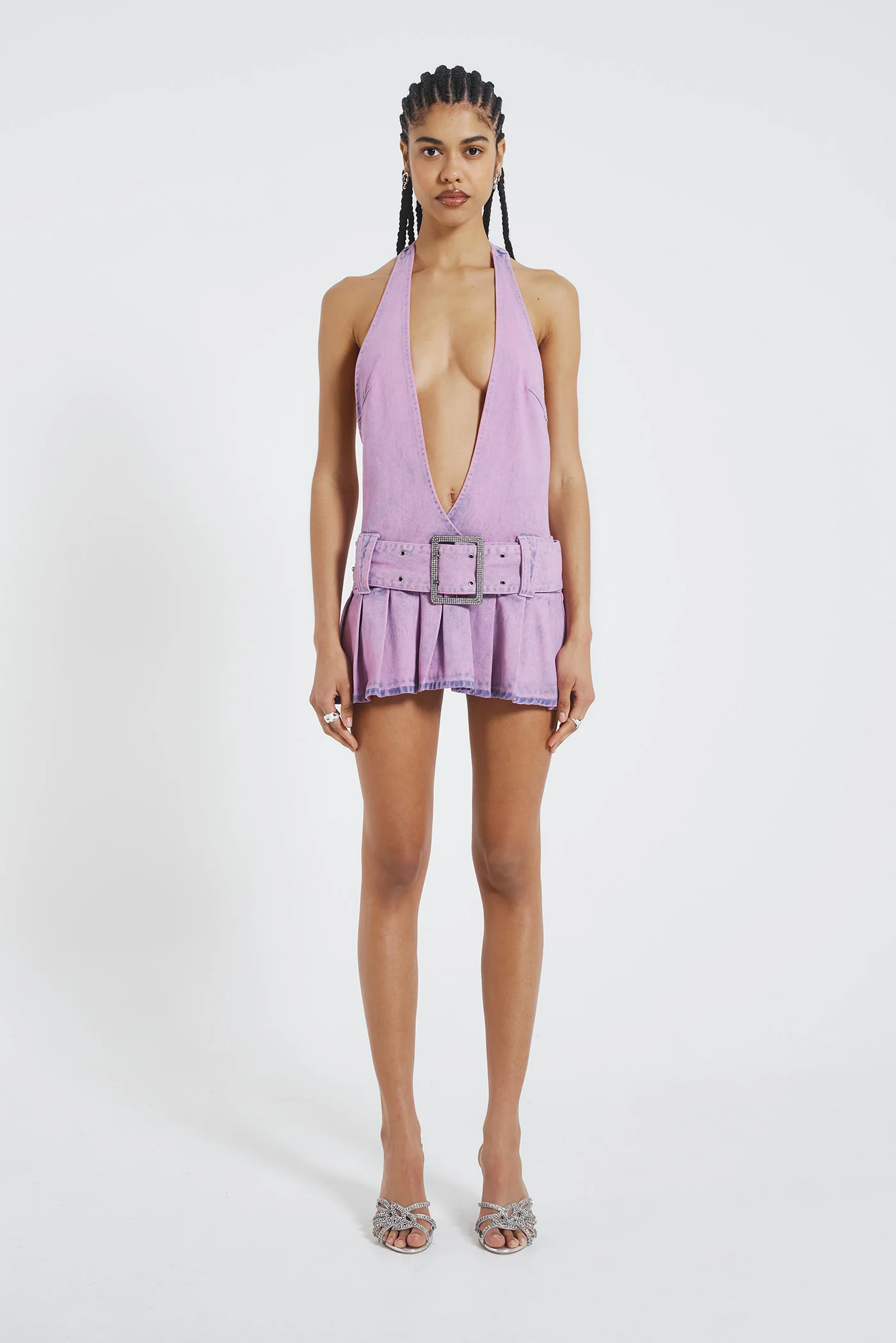 Malibu Plunge Denim Mini Dress - Image 7
