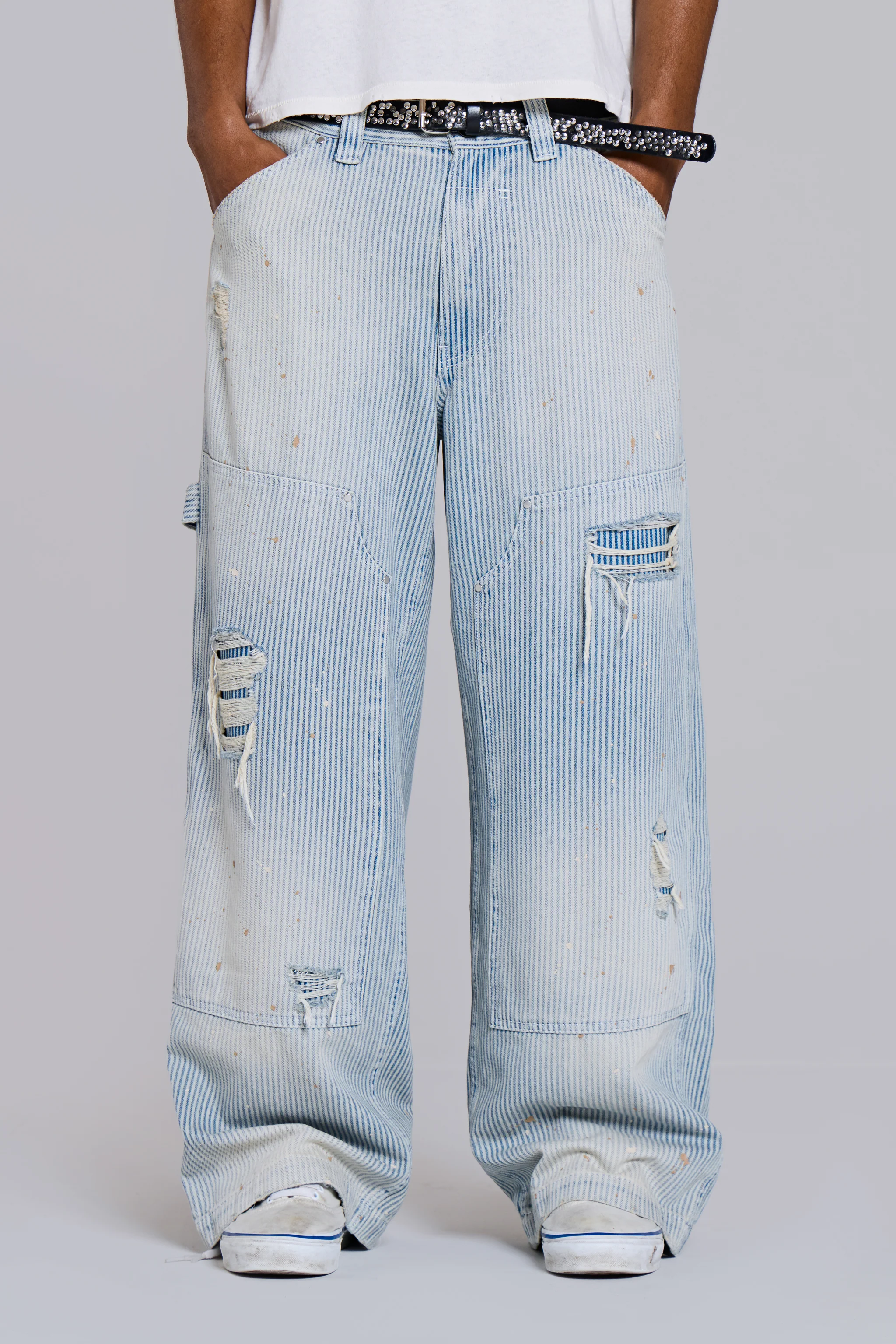 Pinstripe Double Knee Carpenter Jeans