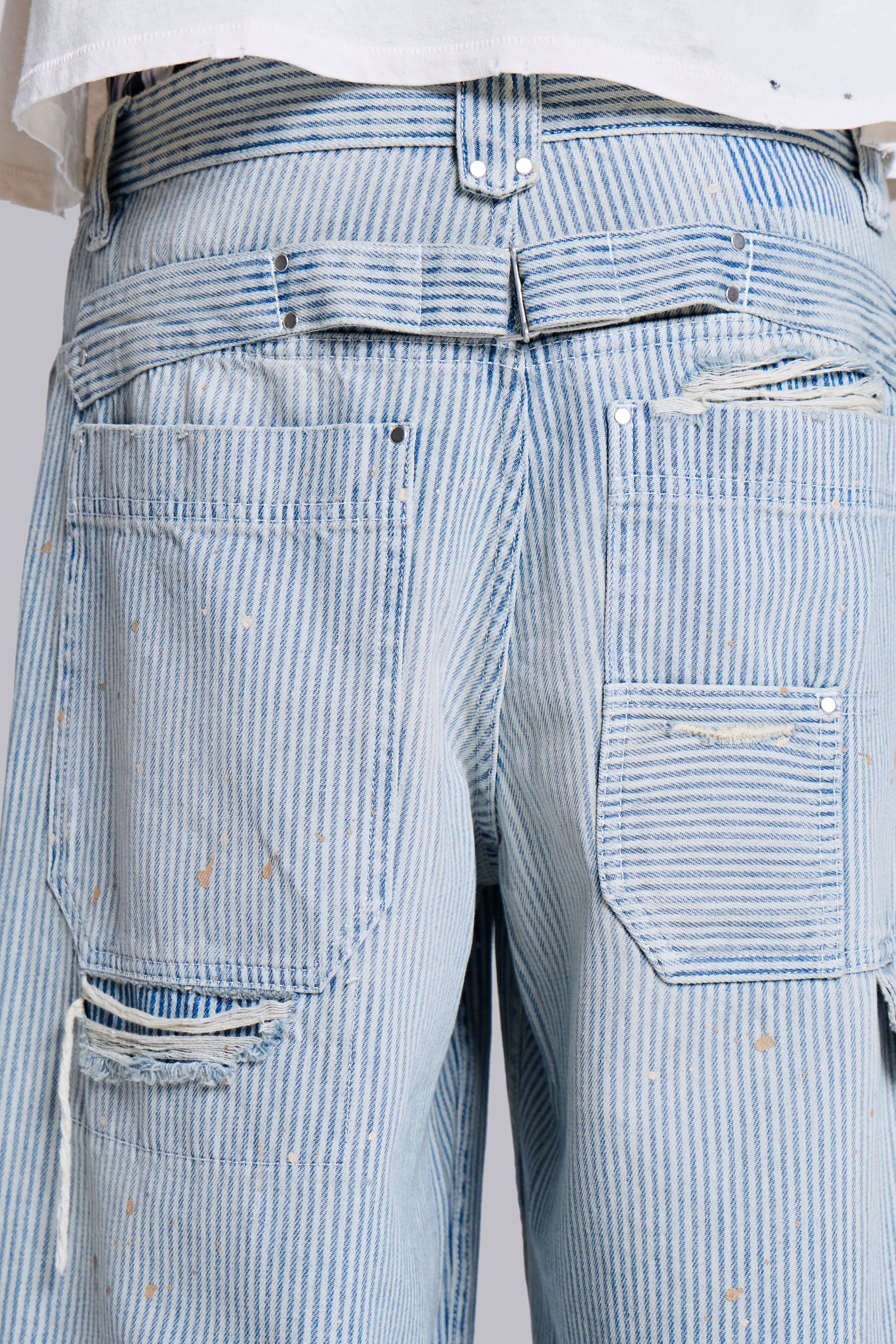 Pinstripe Double Knee Carpenter Jeans - Image 8
