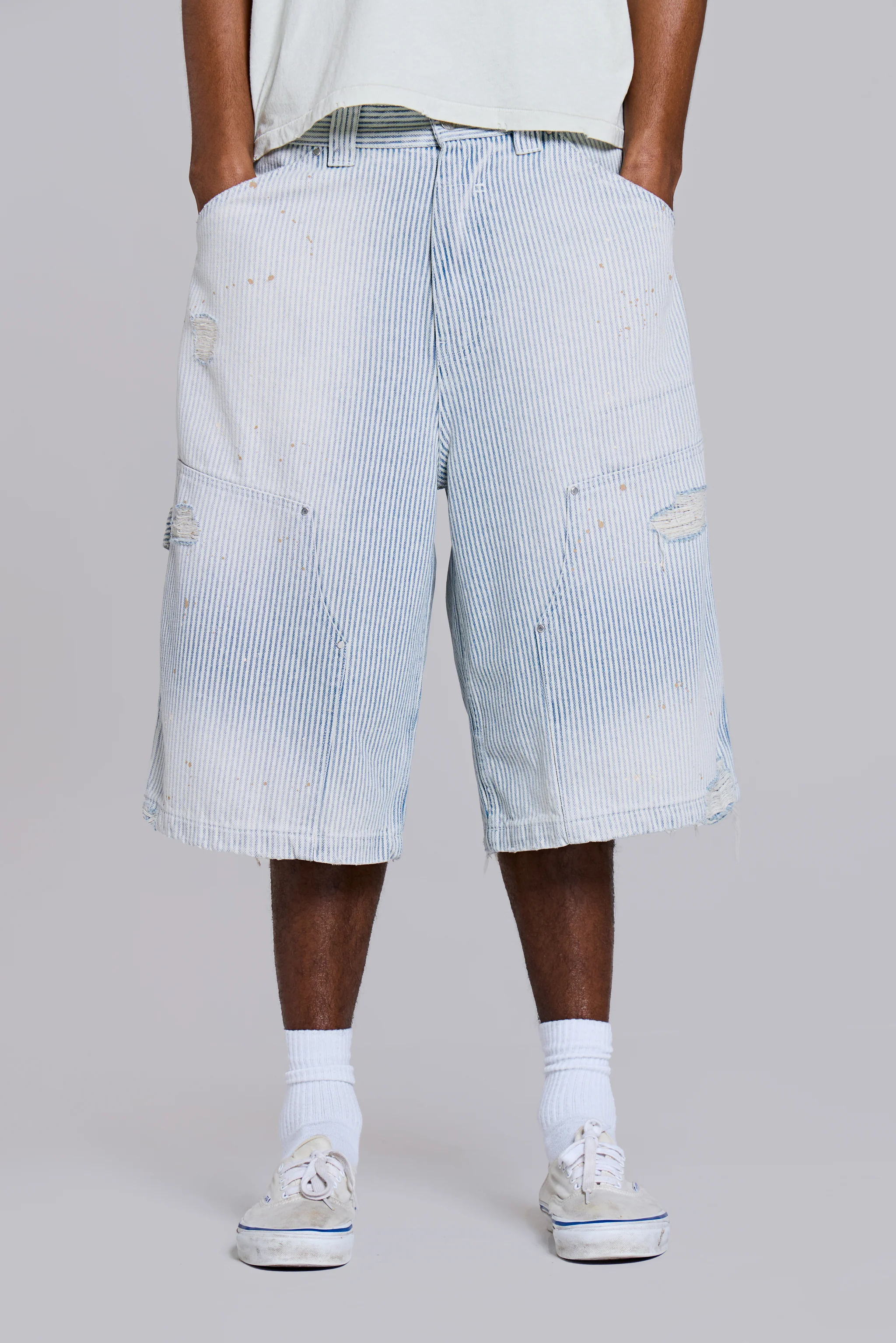 Pinstripe Double Knee Carpenter Jorts