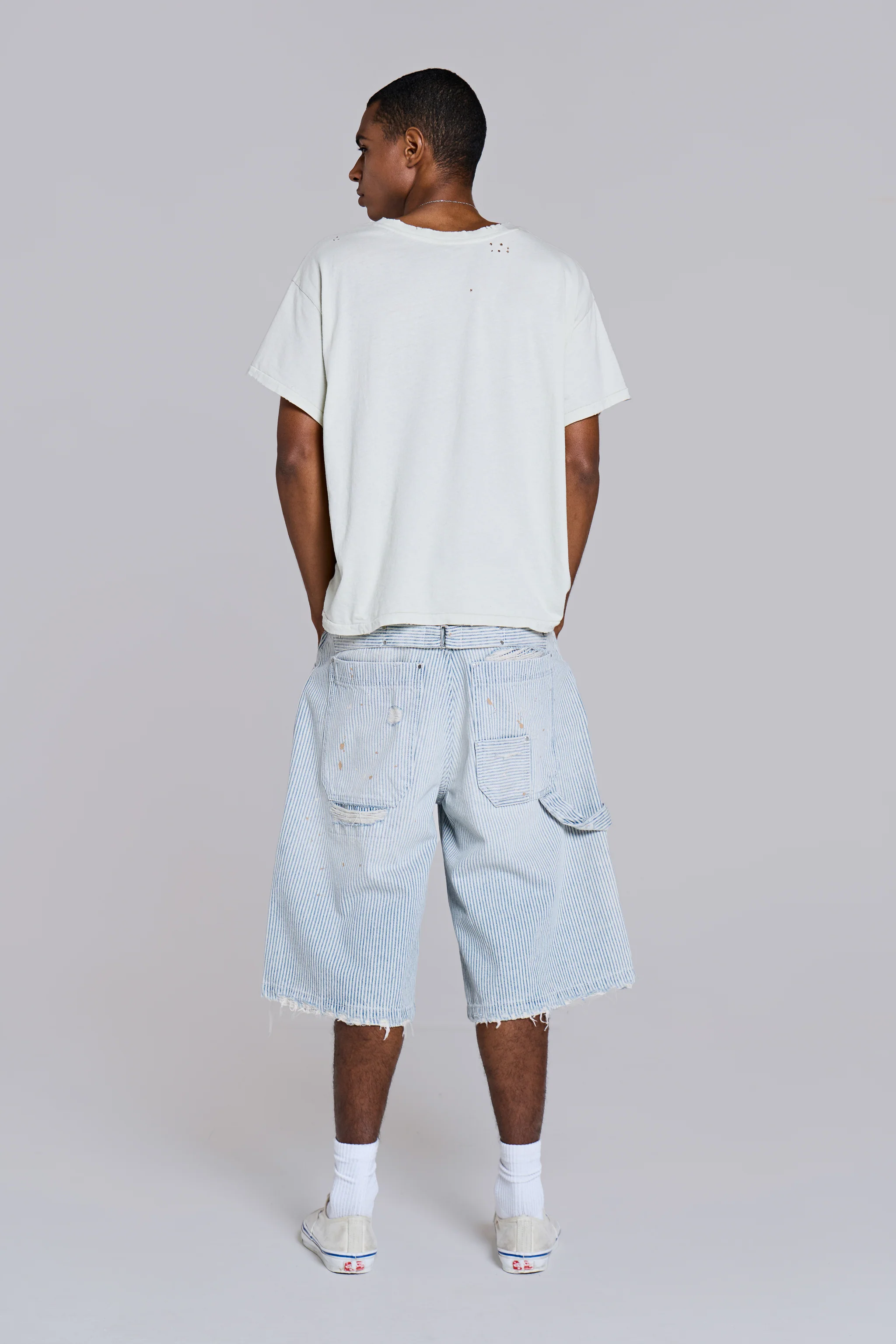 Pinstripe Double Knee Carpenter Jorts - Image 7