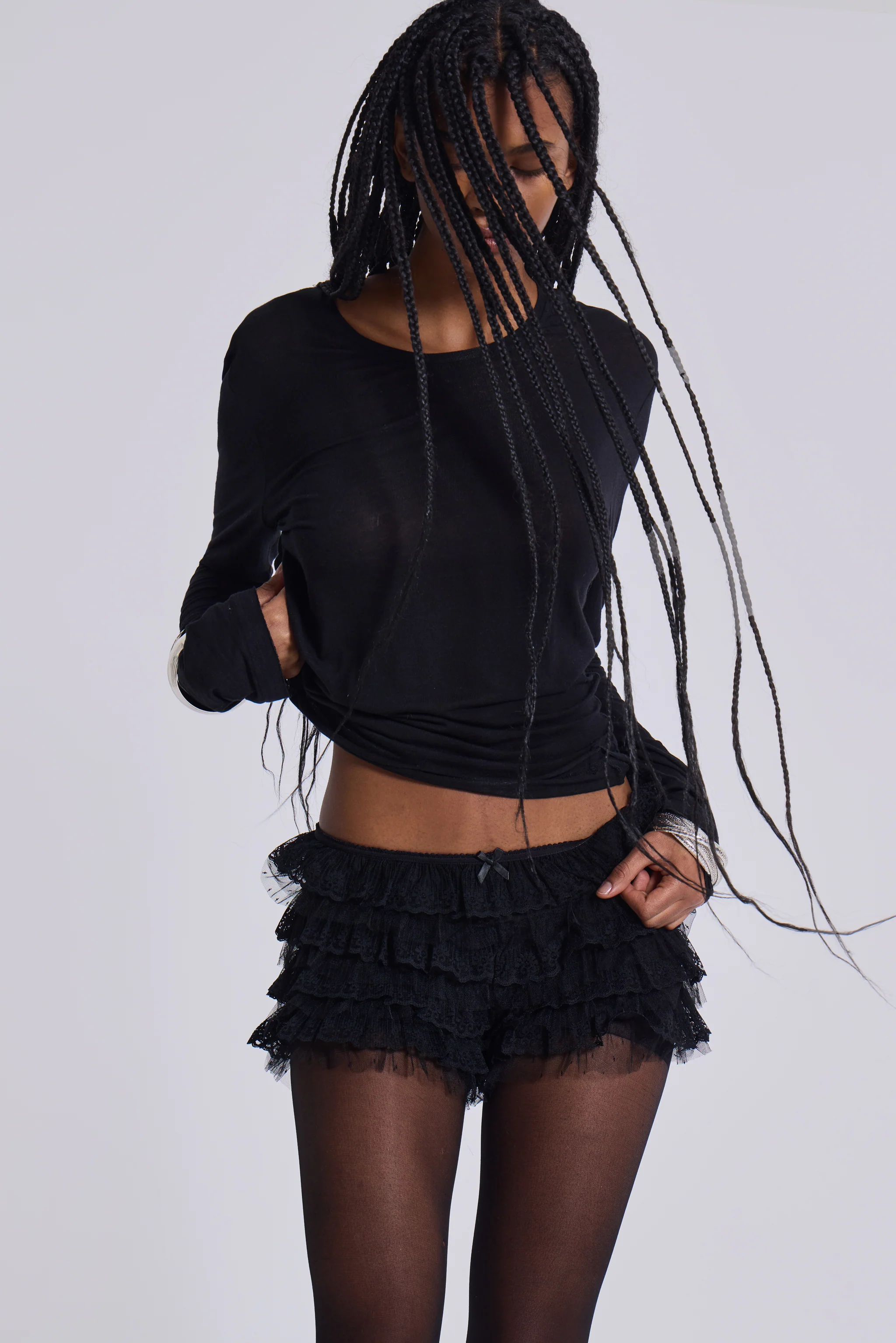Black Rhea Lace Bloomer Shorts - Image 9
