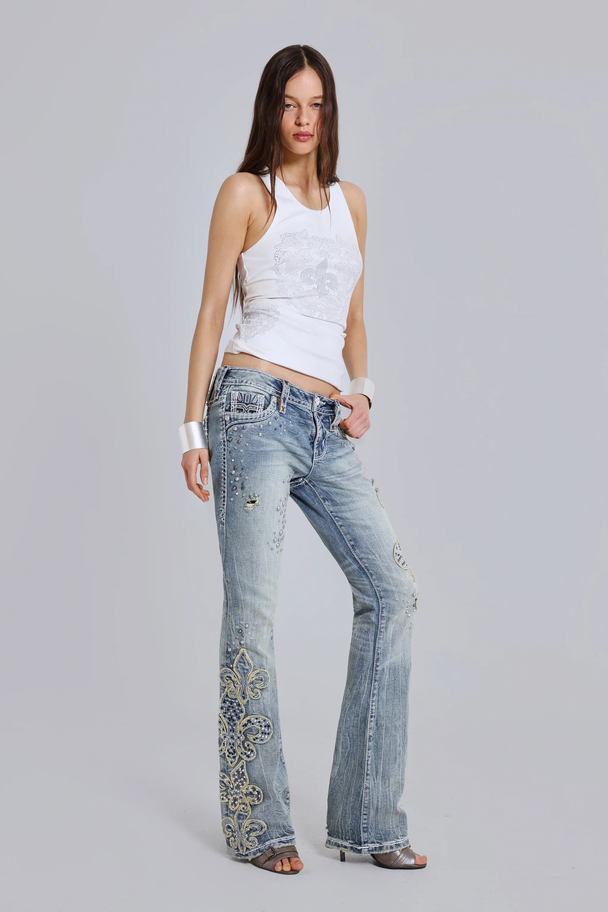 Rock Revival Rhinestone Fleur de Lis Vest Top - Image 2