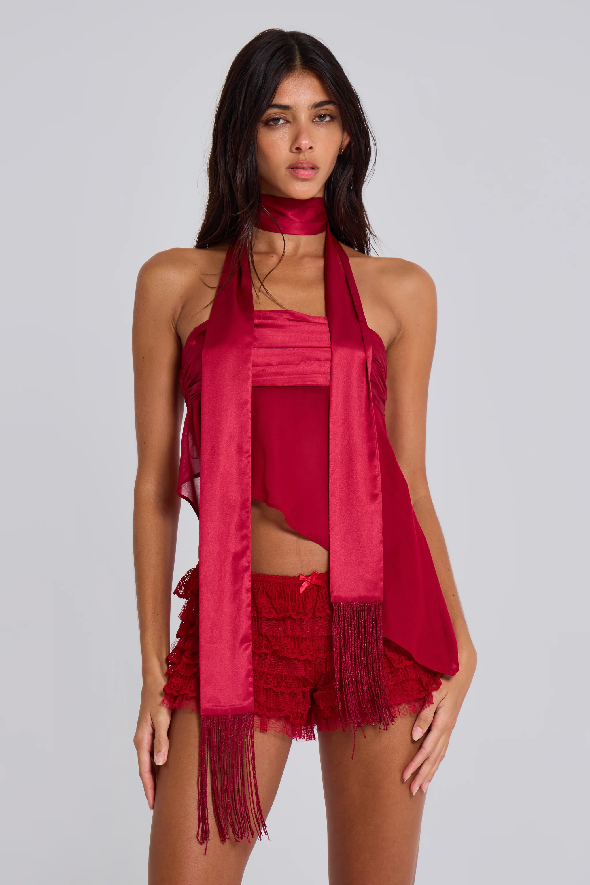 Scarlet Red Rhea Lace Bloomer Shorts - Image 9