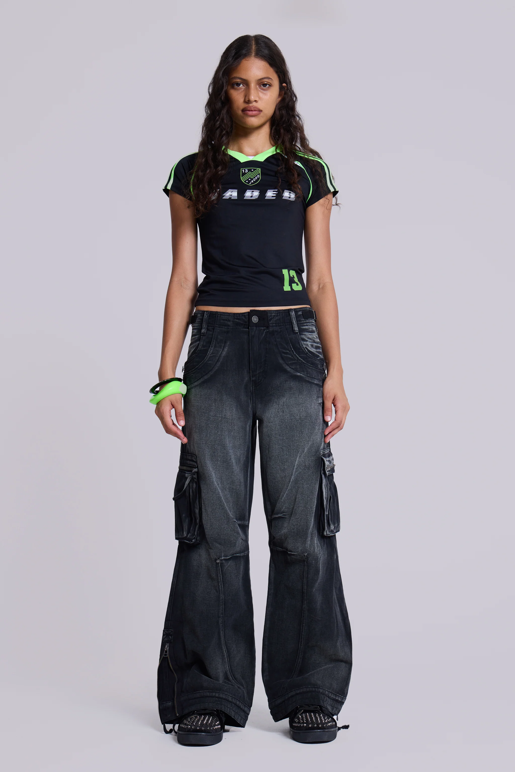 Sun Faded Black Trooper Cargo Pants - Image 7