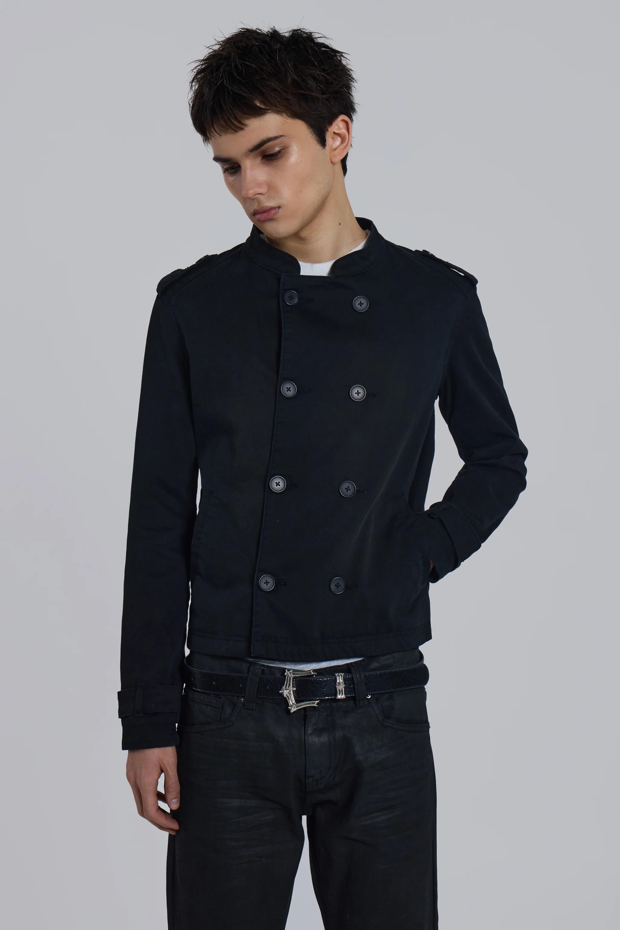 Violin Double Breasted Military Jacket - Image 7
