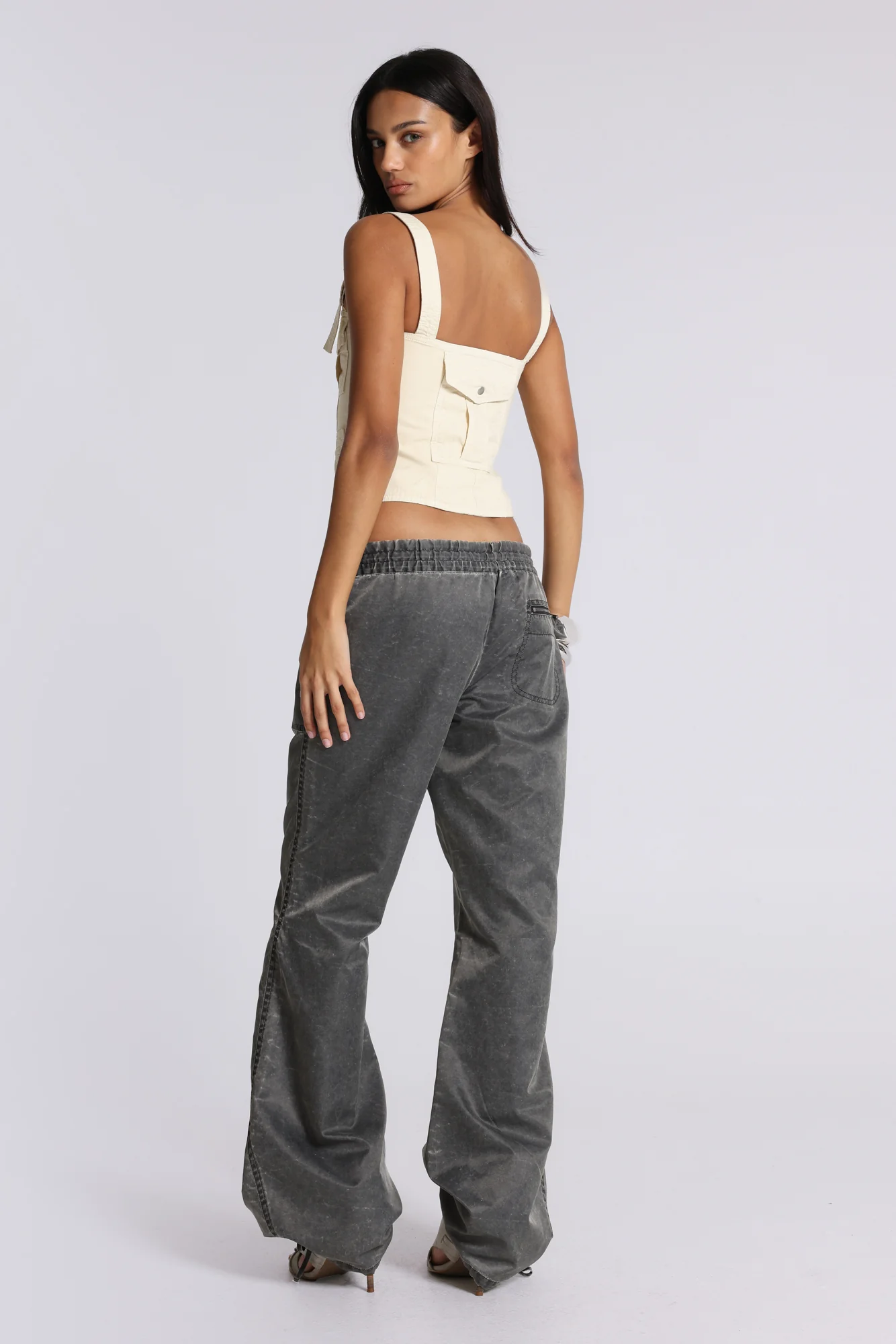Vire Washed Satin Bootcut Cargos - Image 3