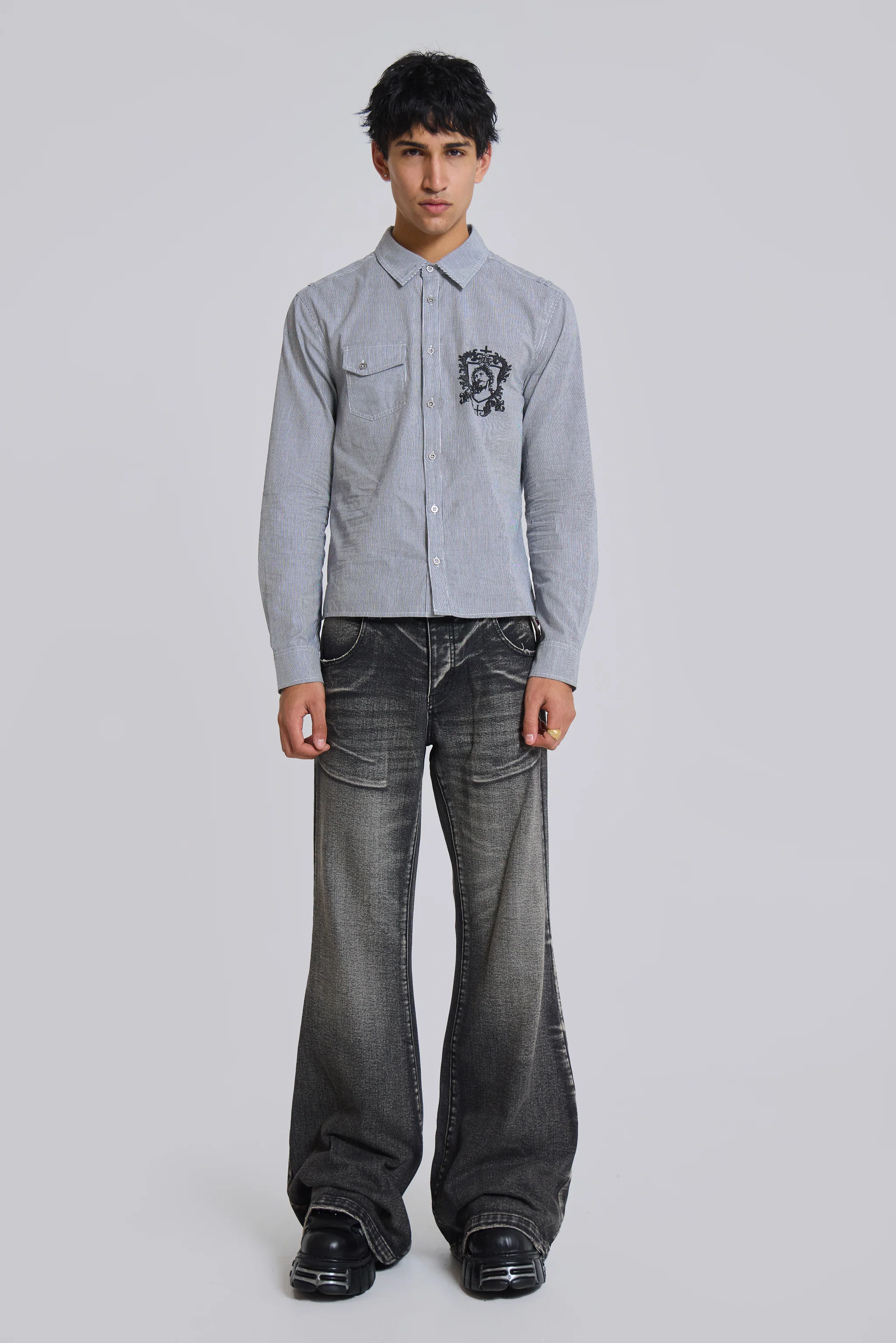 Washed Black Blaze Flared Jeans - Image 7
