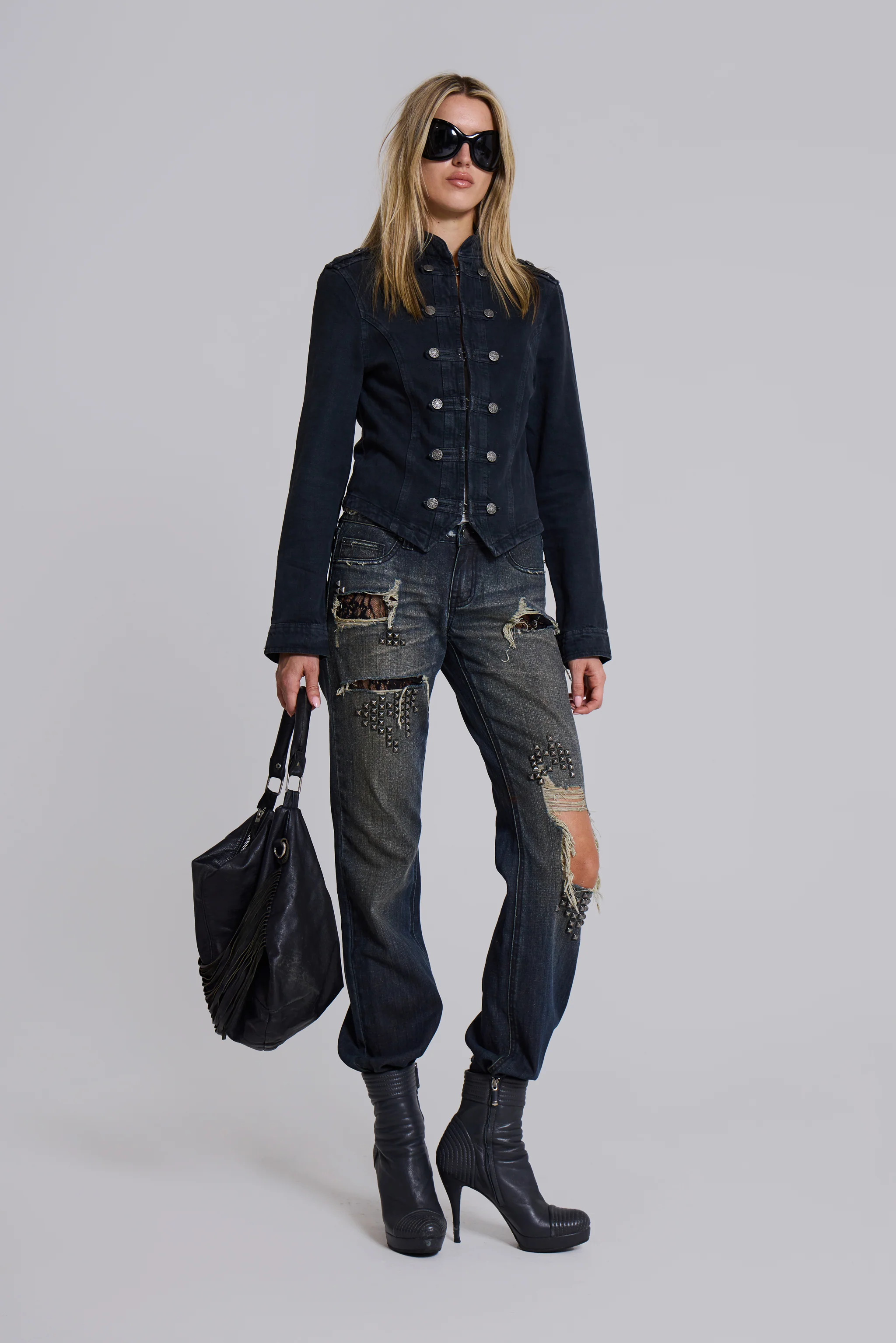 Rebel Military Jacket in Washed Black - Image 12