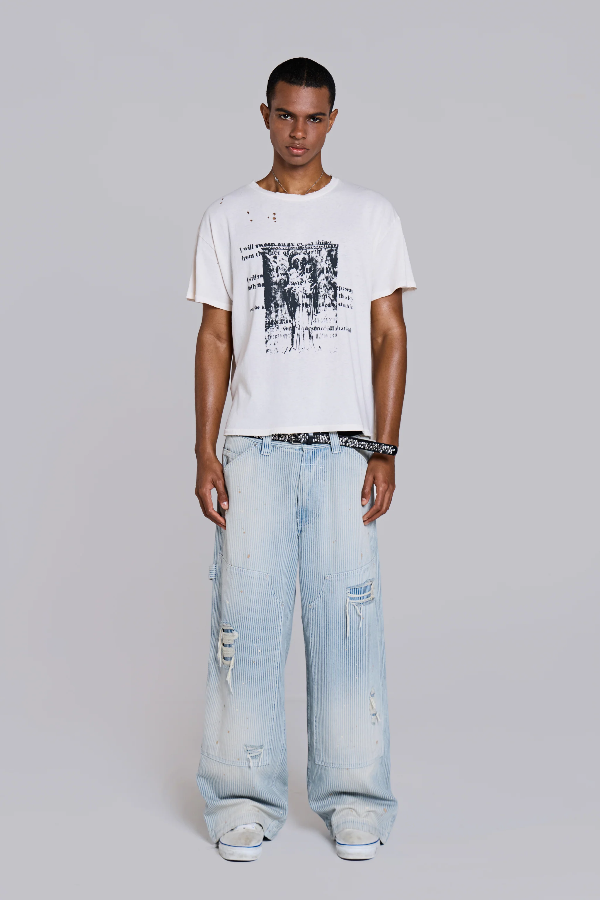 White Etching Cropped T-Shirt - Image 3