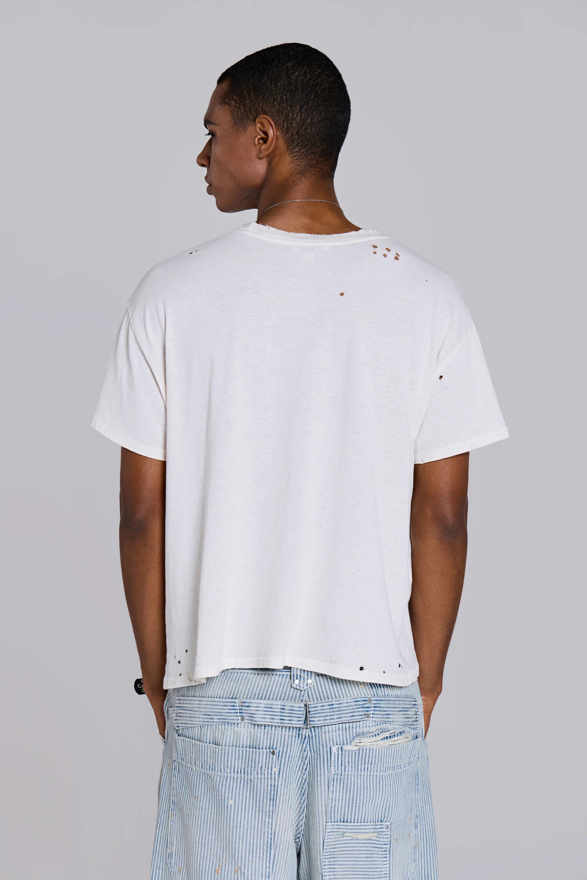 White Etching Cropped T-Shirt - Image 7