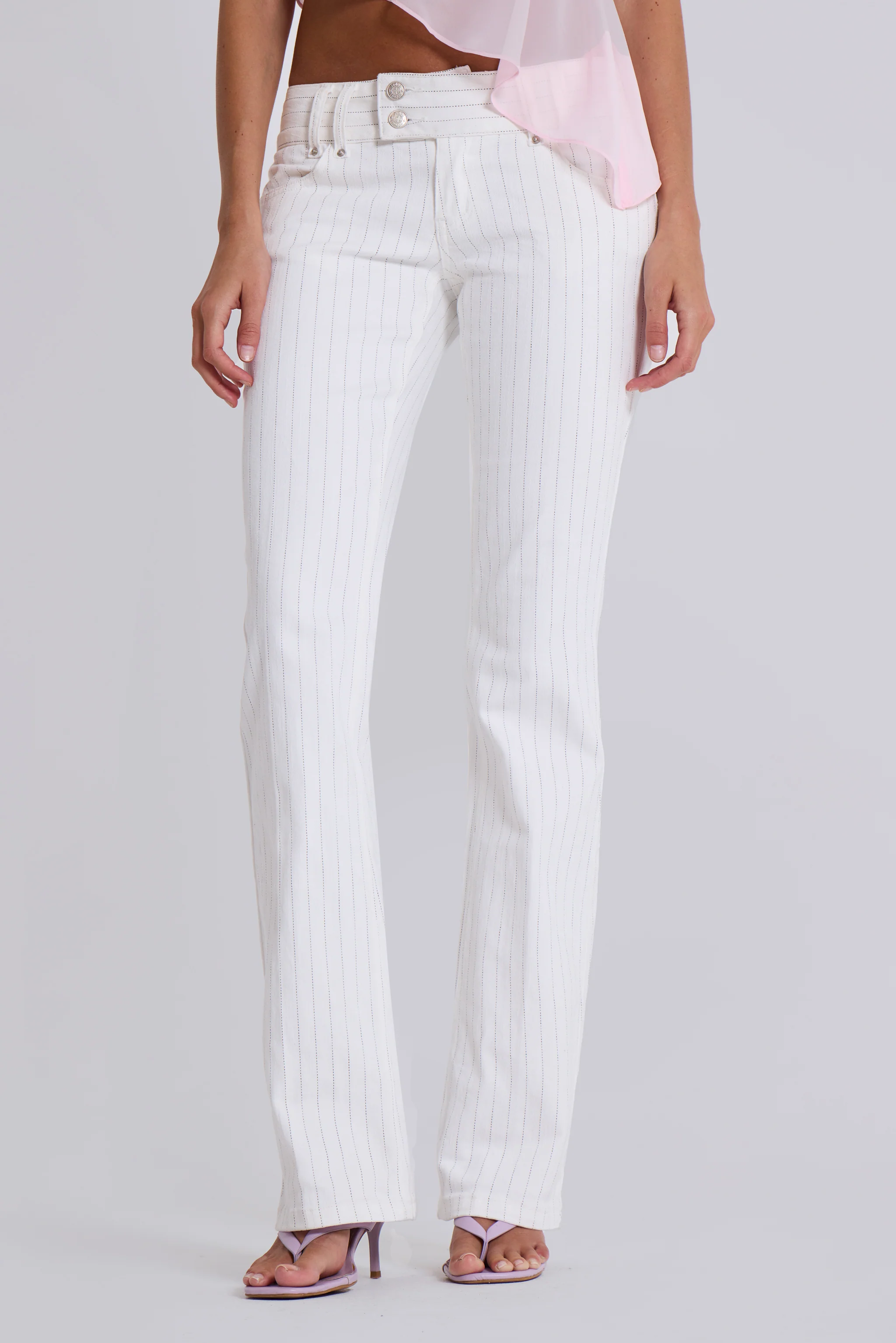 White Pinstripe Thirteen Jeans - Image 2