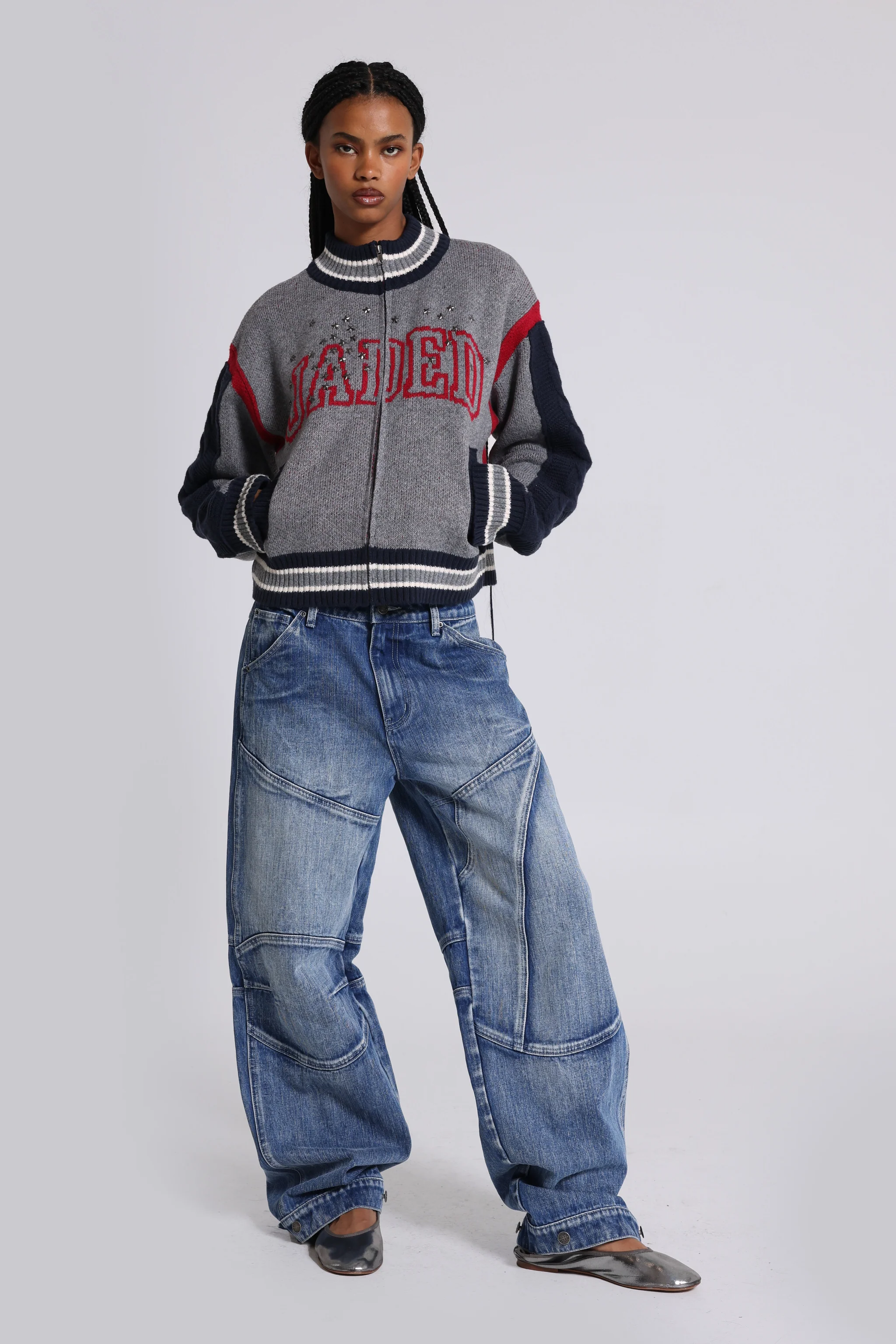 Zae Panelled Low Rise Baggy Jeans - Image 3