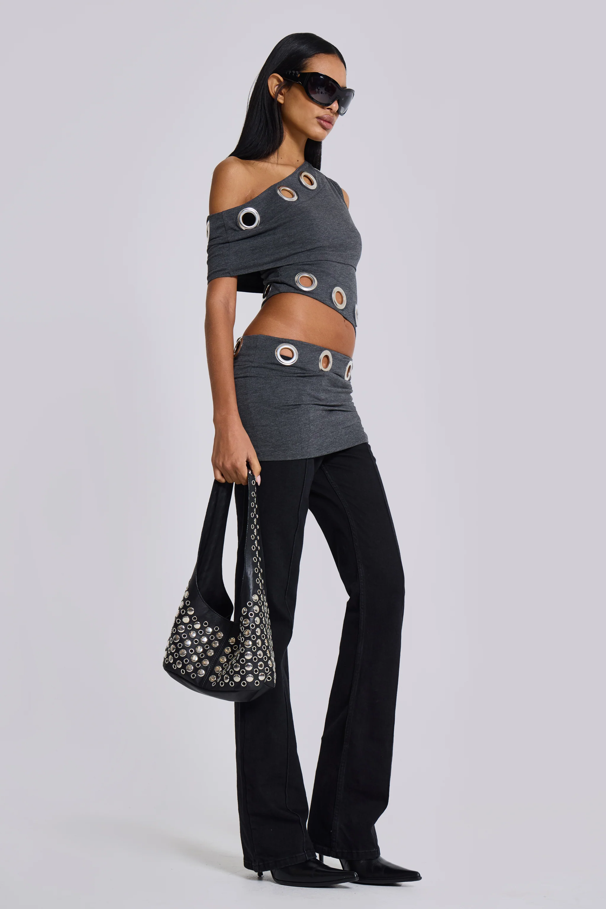 Zarco Asymmetric Mini Dress With Eyelets - Image 3